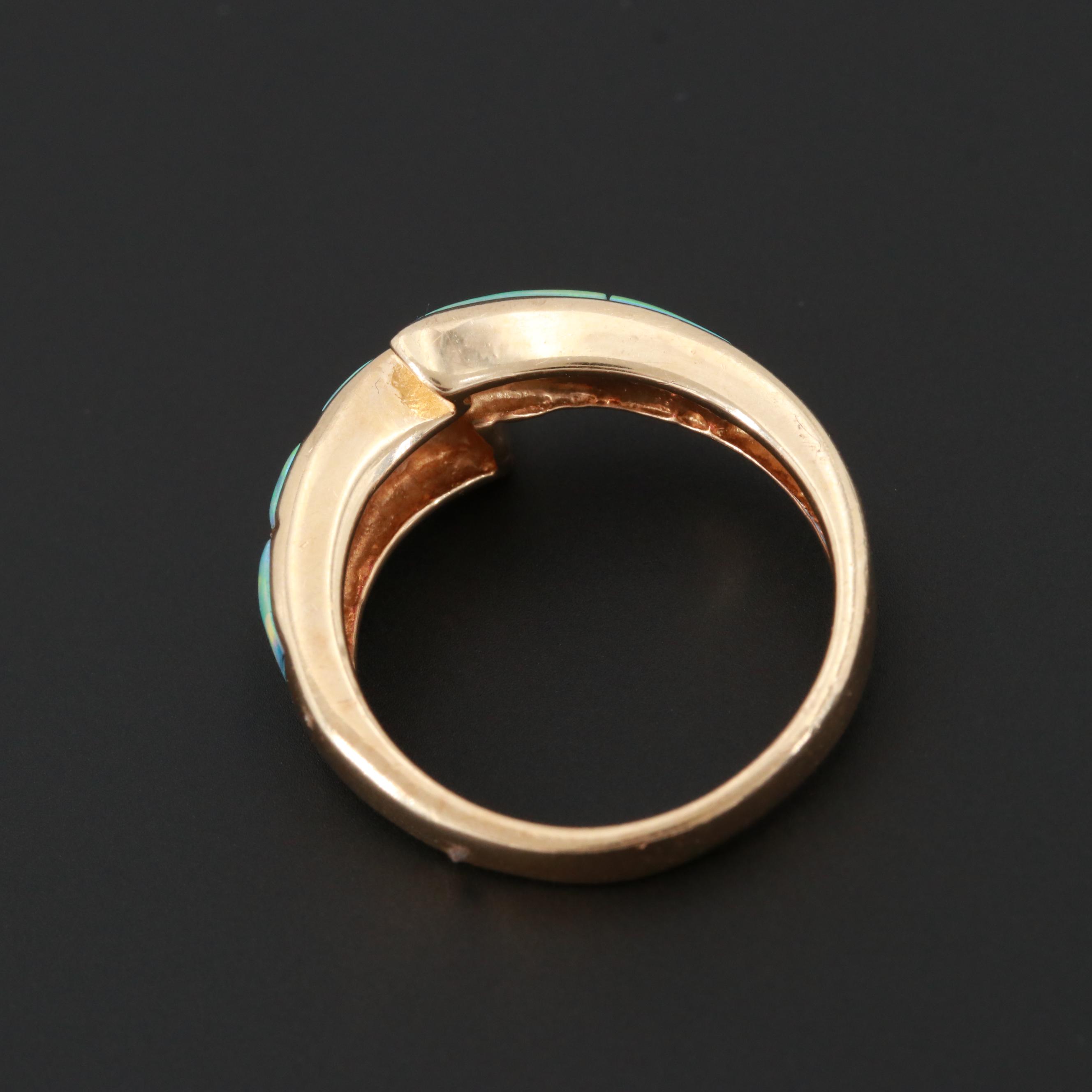 14K Yellow Gold Opal Inlay Ring