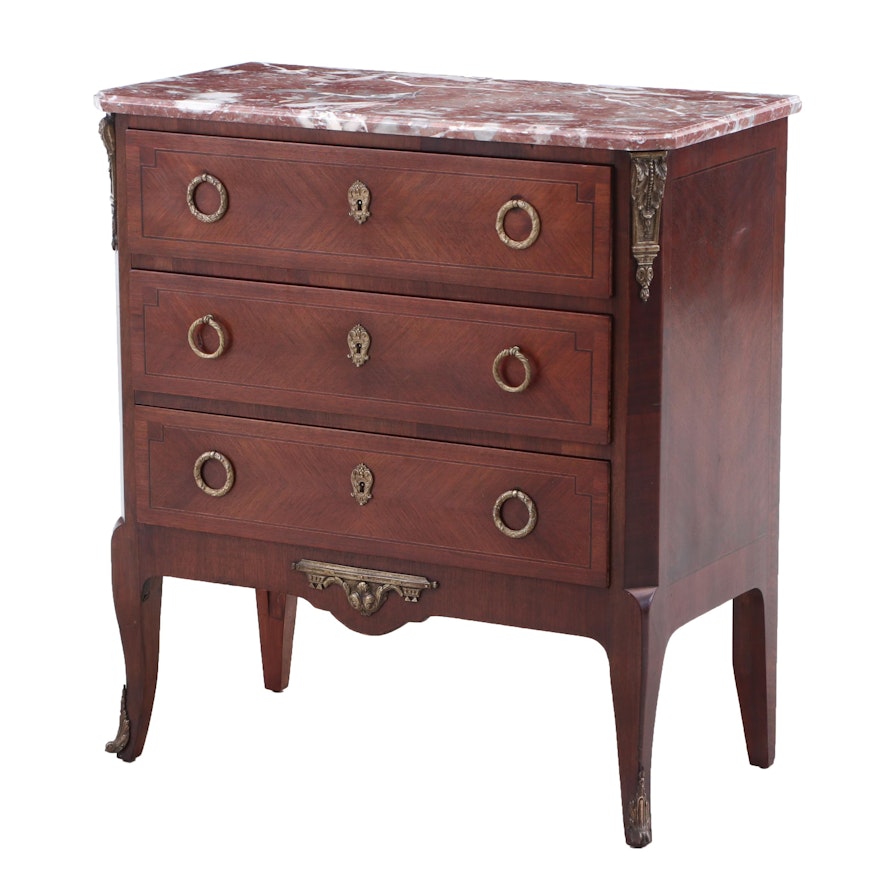 Louis XV Bookmatched Mahogany Chest of Drawers, Mid 19th Century