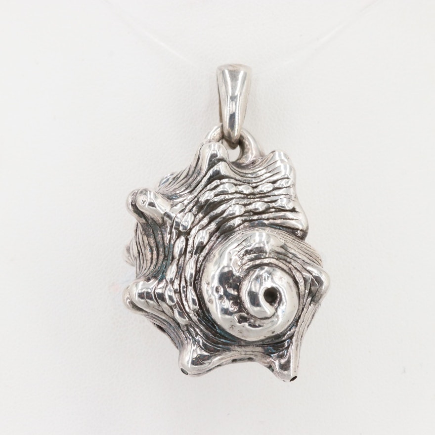 Sterling Silver Conch Shell Motif Pendant