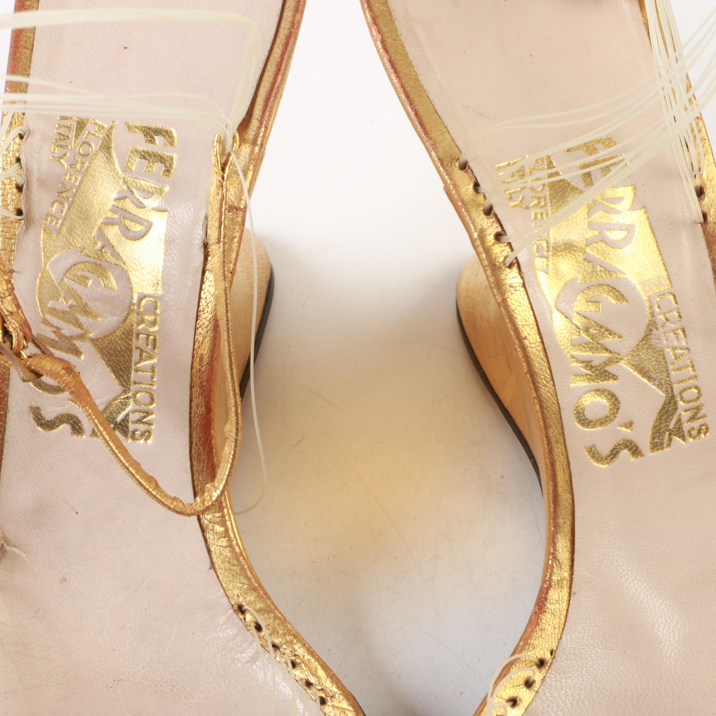 Salvatore Ferragamo Creations Patented Invisible Wedge Sandals, Late 1940s
