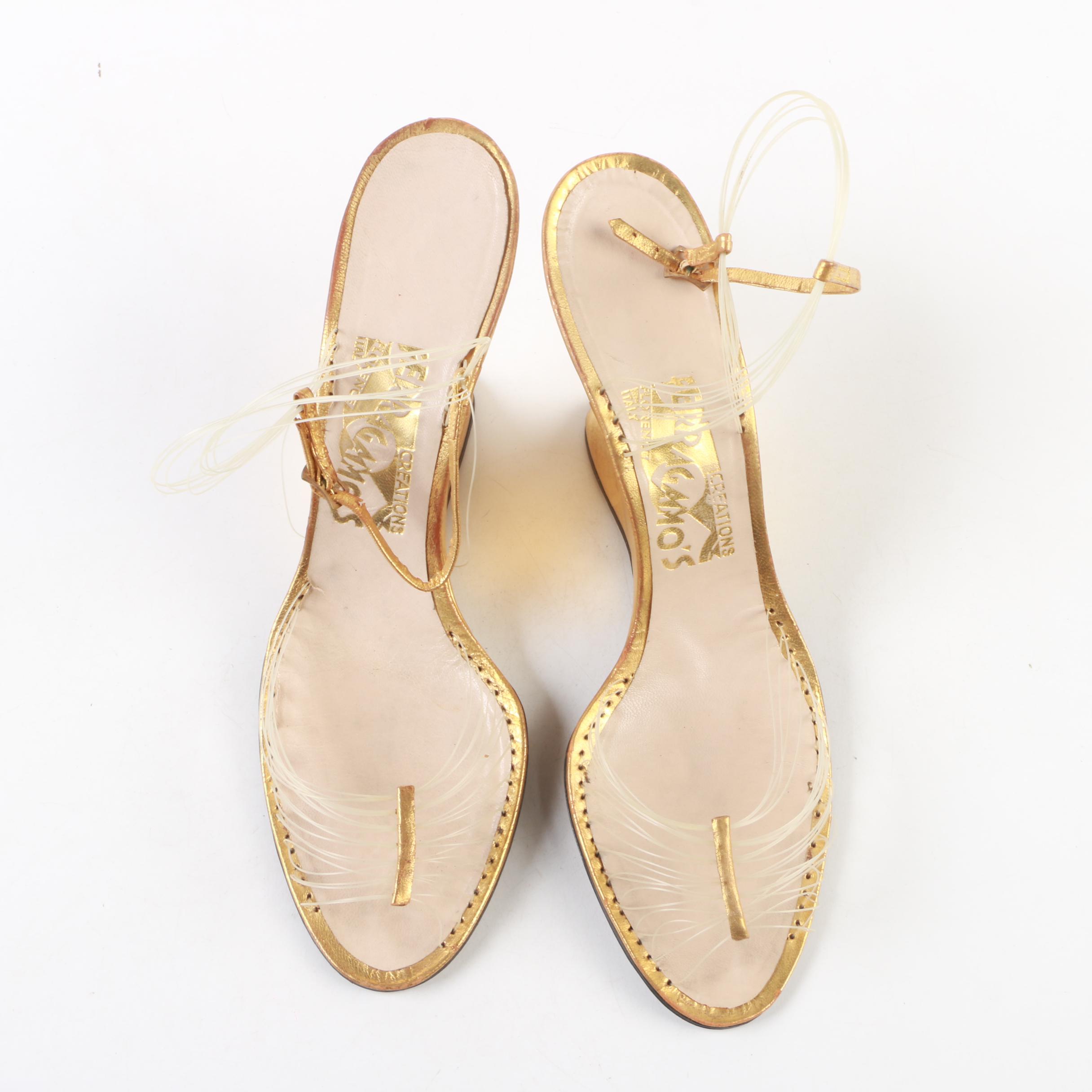 Salvatore Ferragamo Creations Patented Invisible Wedge Sandals, Late 1940s