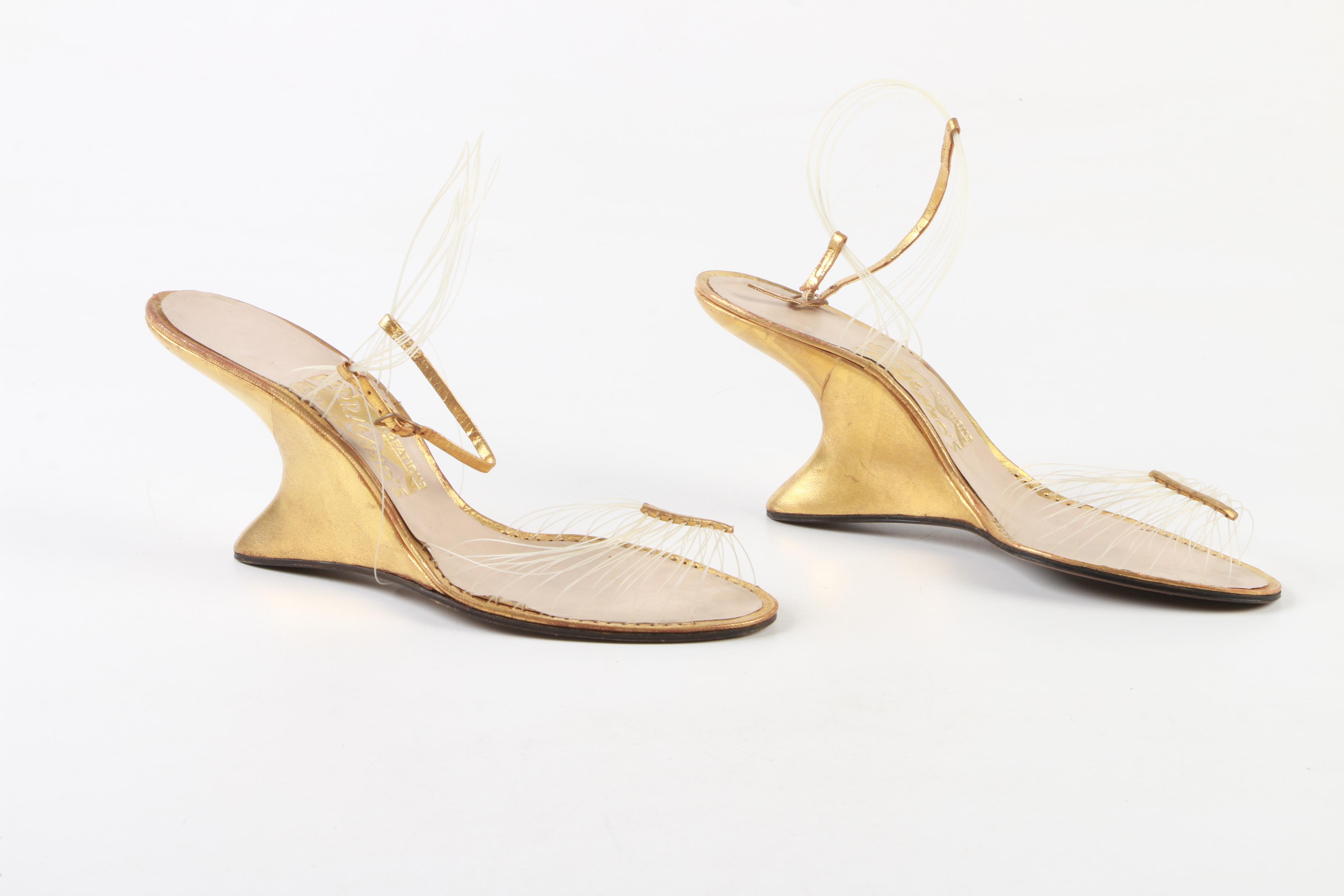Salvatore Ferragamo Creations Patented Invisible Wedge Sandals, Late 1940s