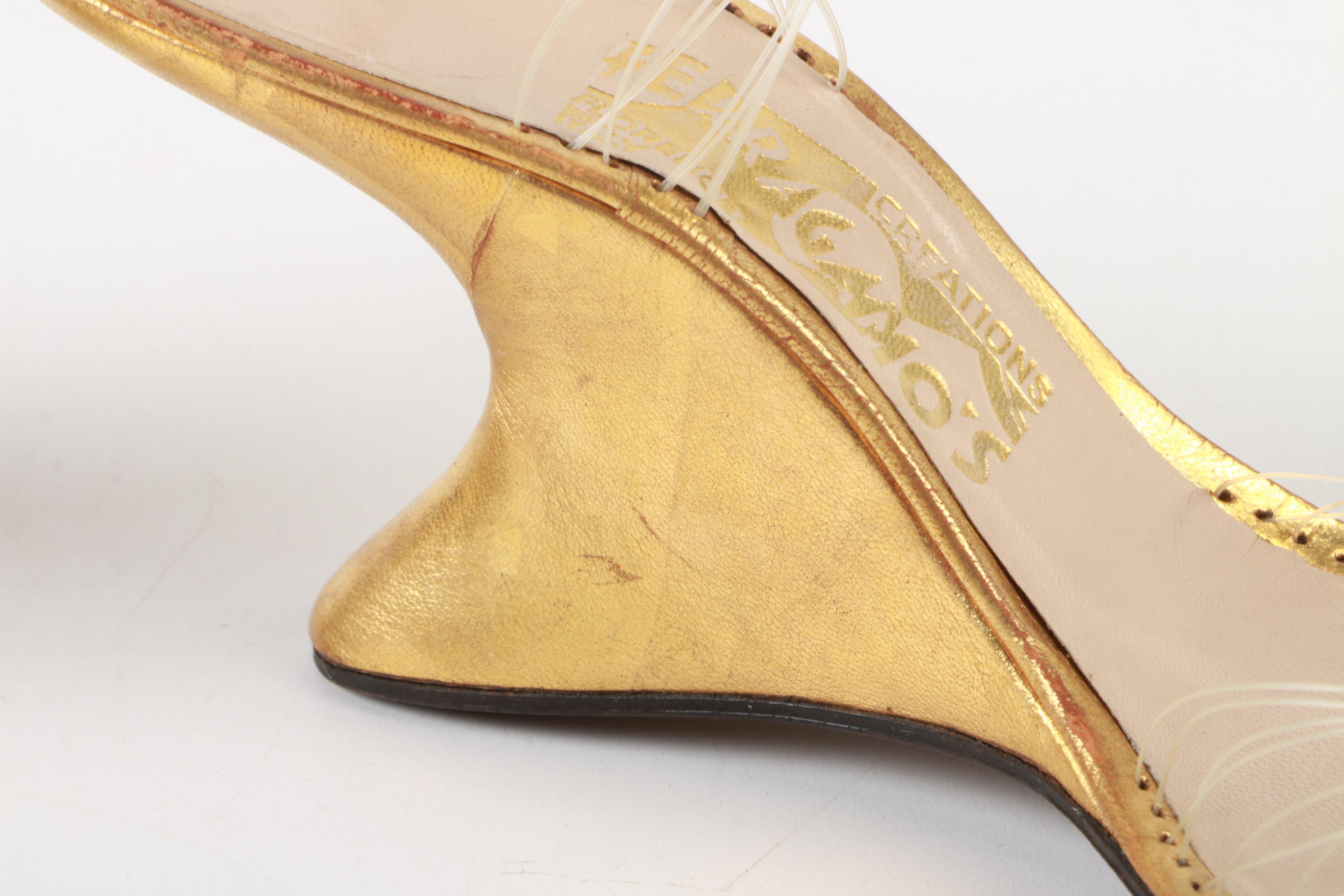 Salvatore Ferragamo Creations Patented Invisible Wedge Sandals, Late 1940s