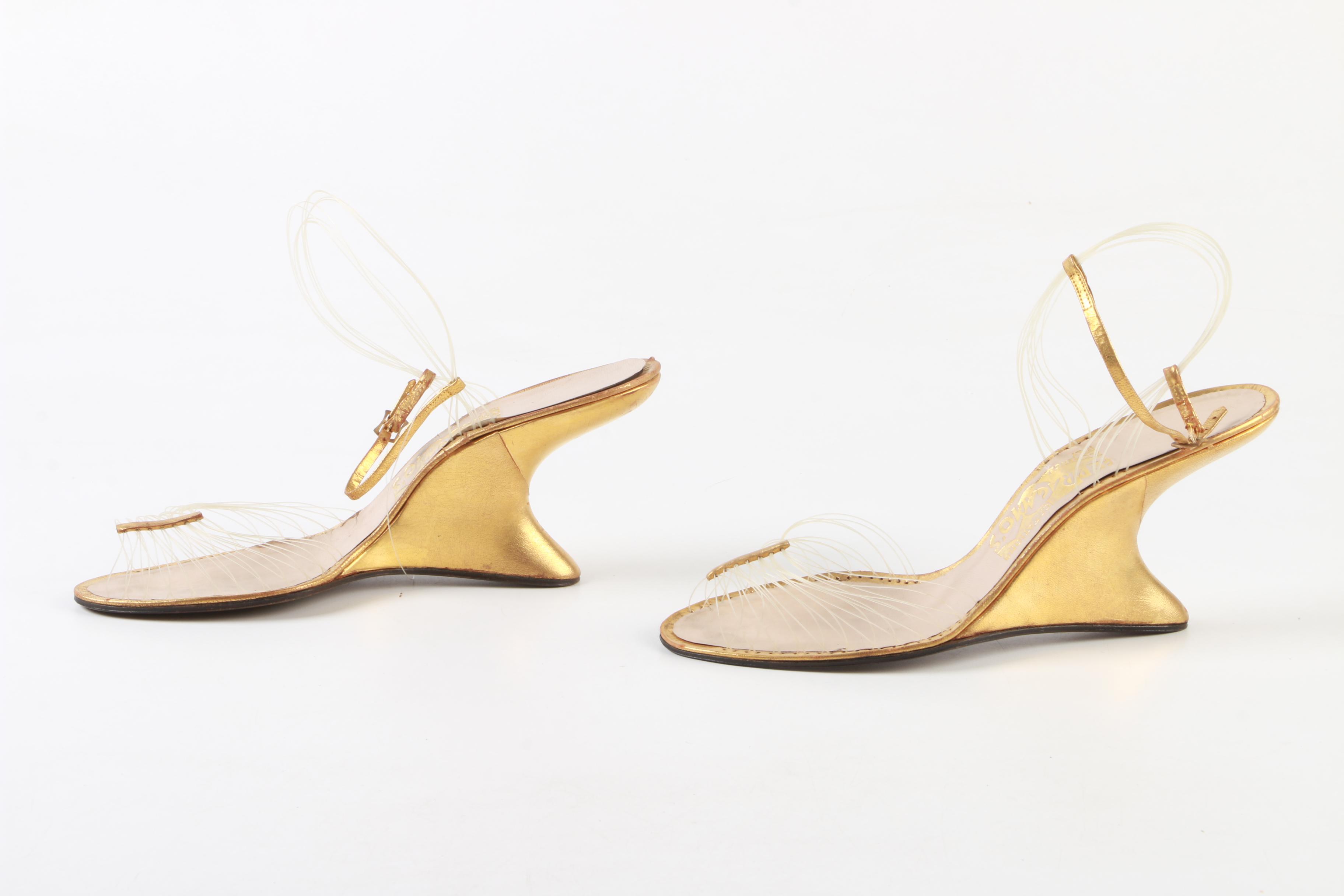 Salvatore Ferragamo Creations Patented Invisible Wedge Sandals, Late 1940s