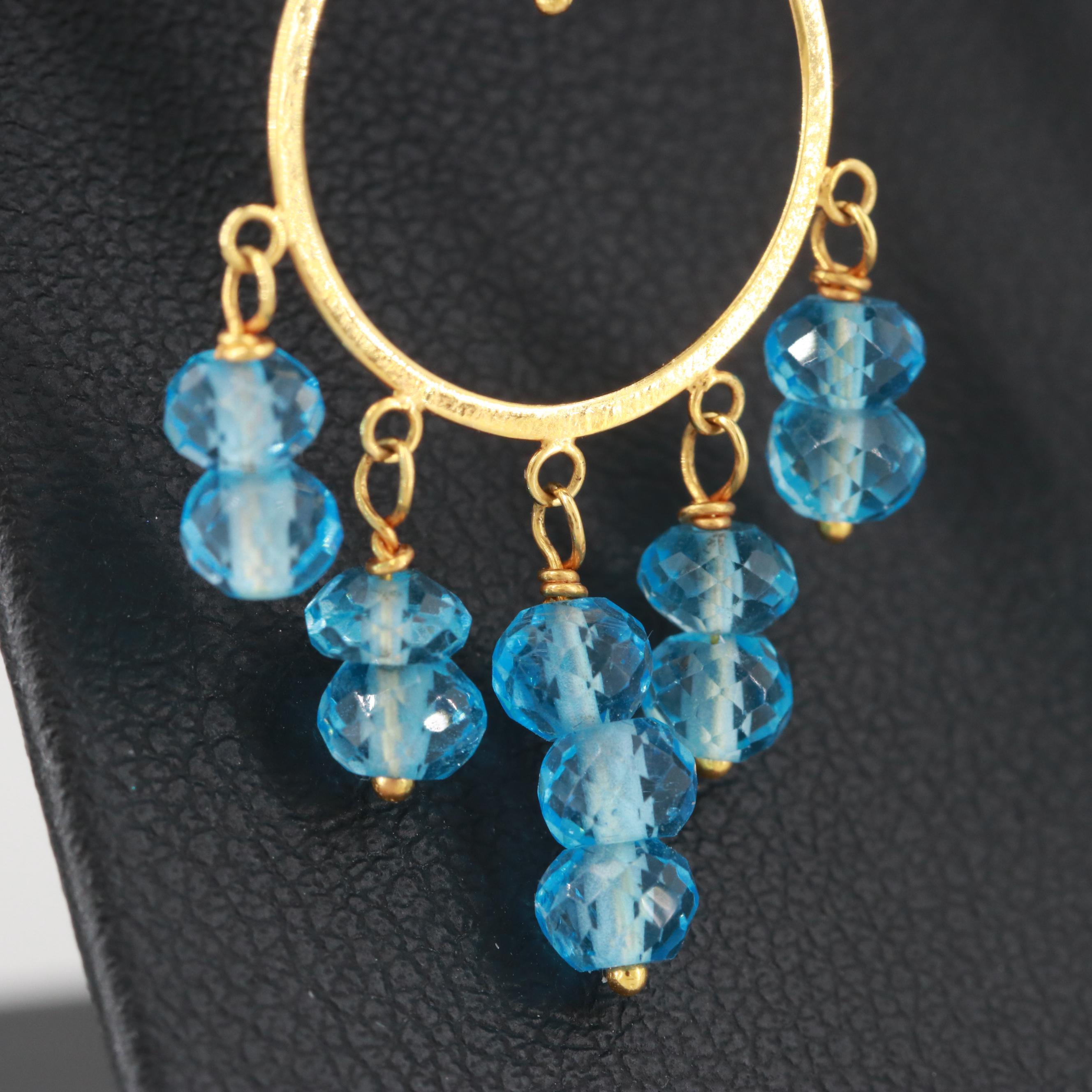 18K Yellow Gold Topaz Dangle Earrings