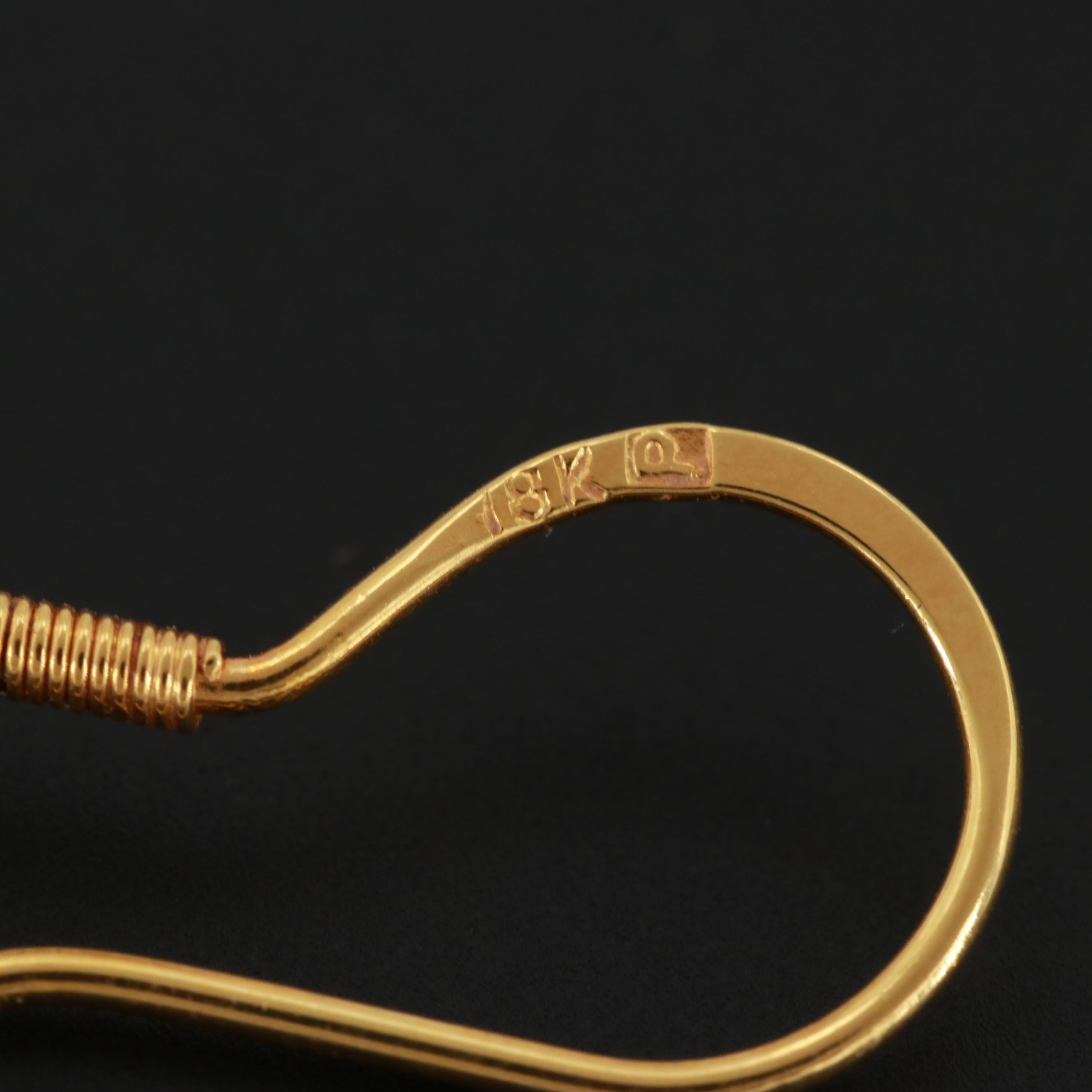 18K Yellow Gold Topaz Dangle Earrings