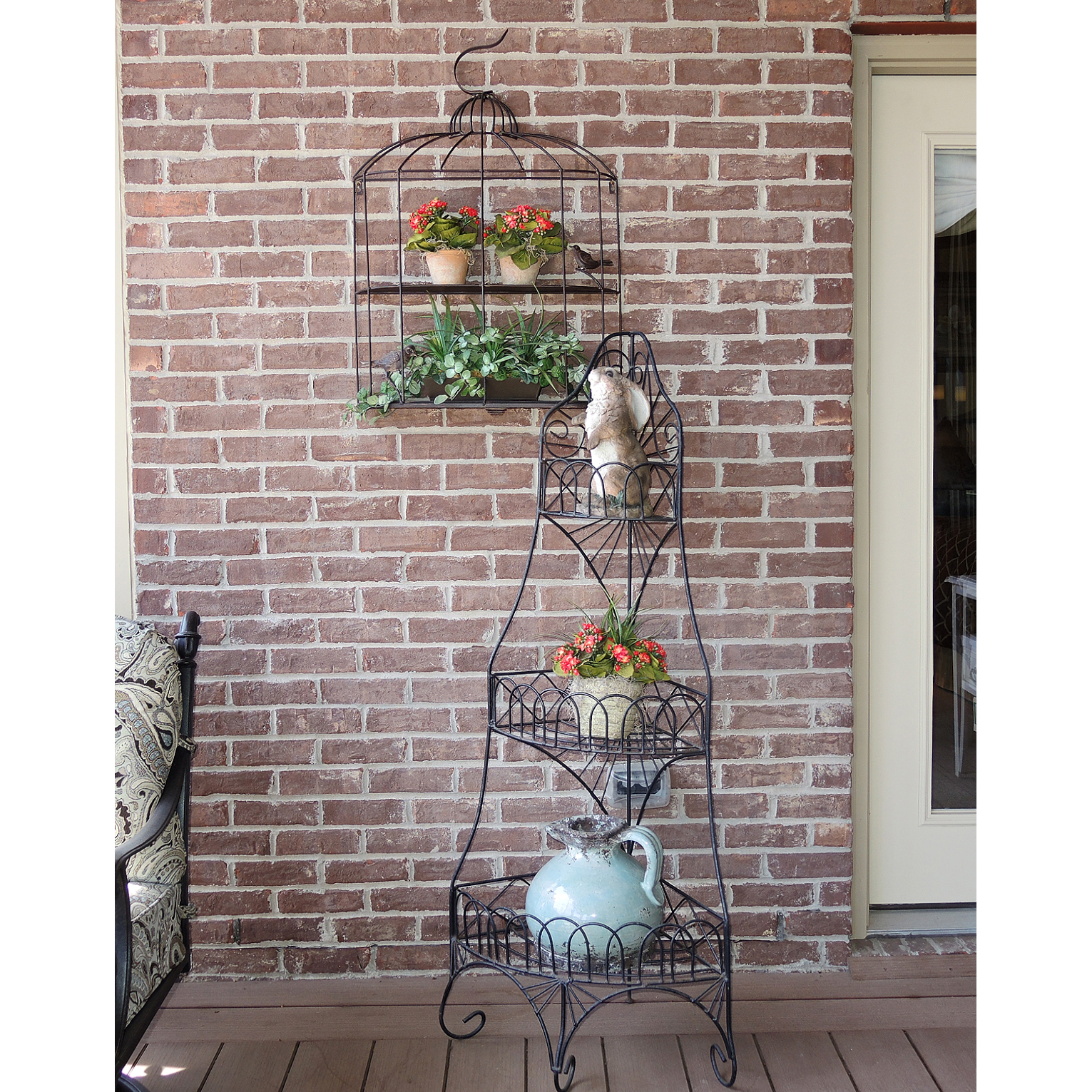 Decorative Metal Wall Shelf, Corner Etagere and Outdoor Decor