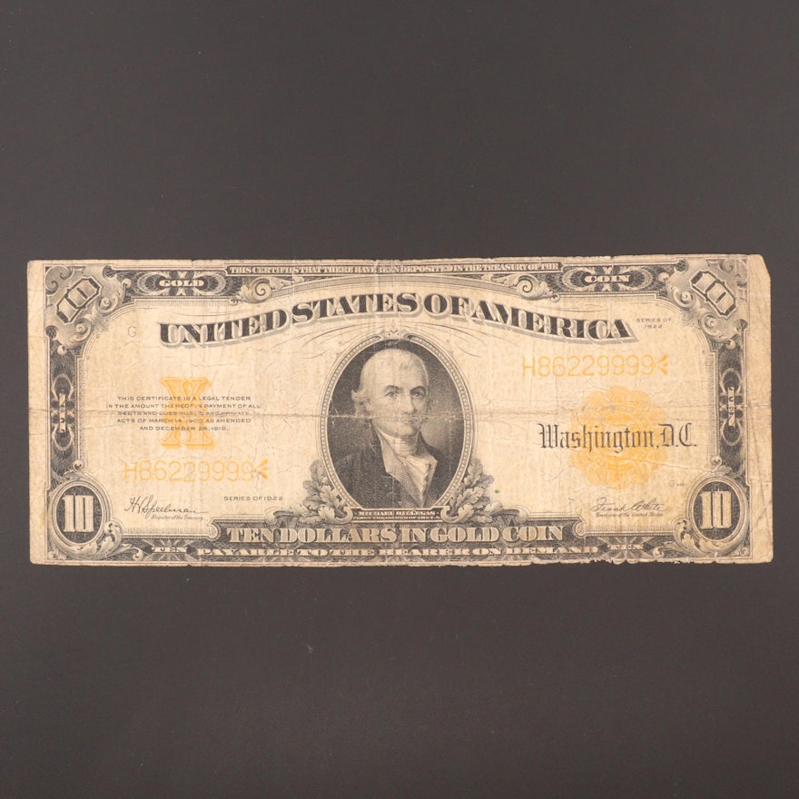 Series of 1922 Ten Dollar United States Gold Certificate