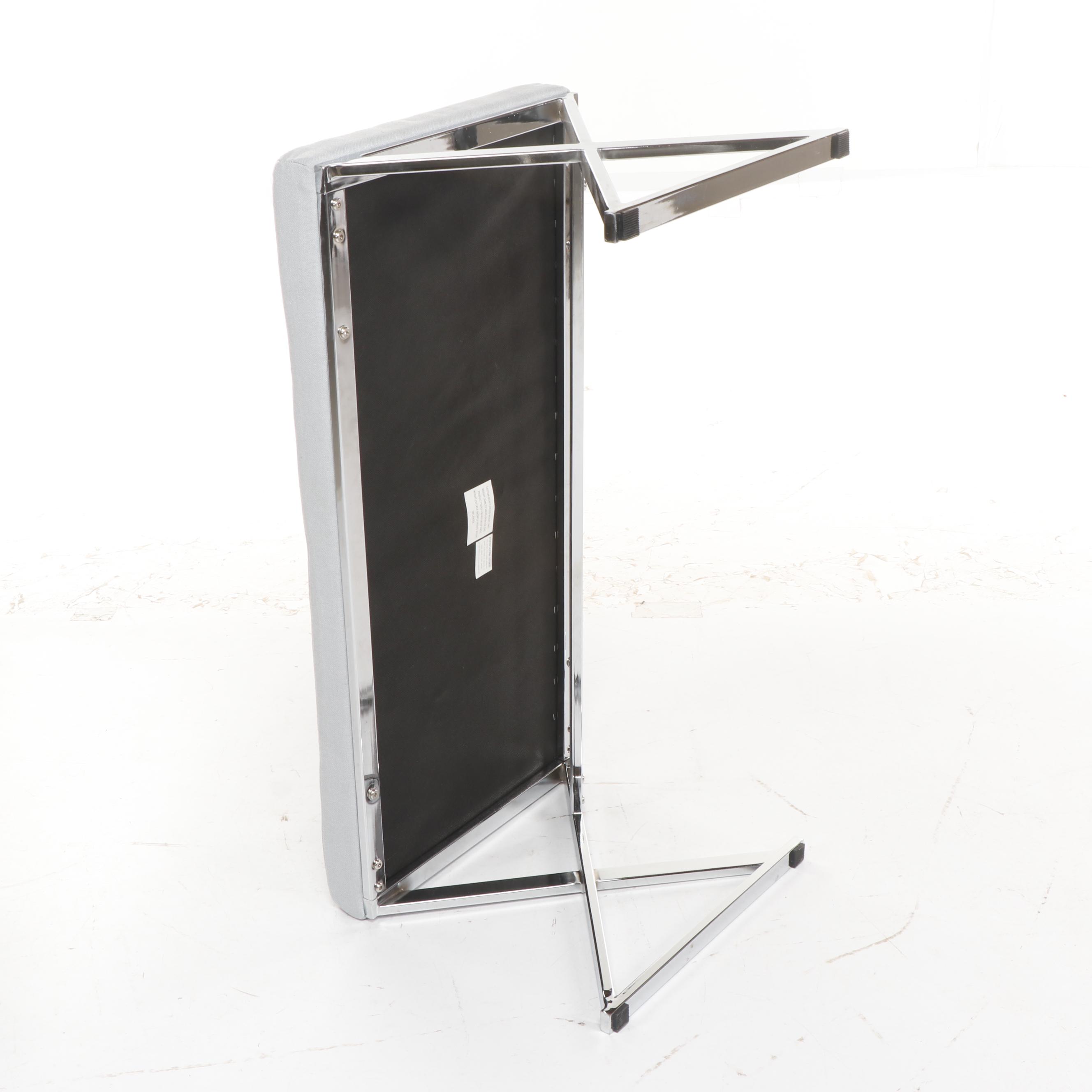 Contemporary Powder Blue Tufted Upholstered Bed Bench