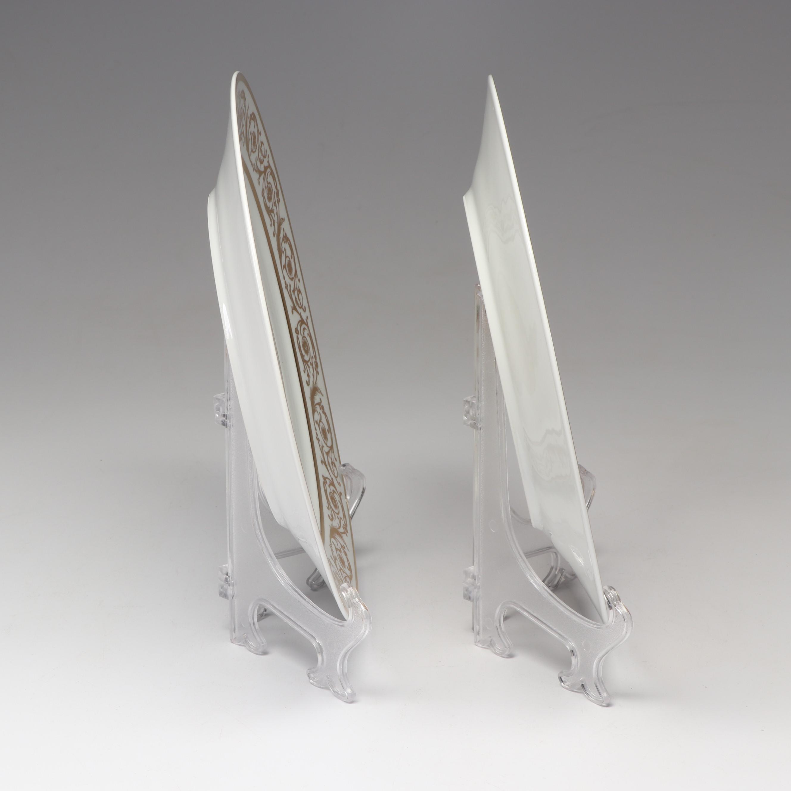 Fabergé Limoges Porcelain Gilt Plates Including the "Imperial Coronation Egg"