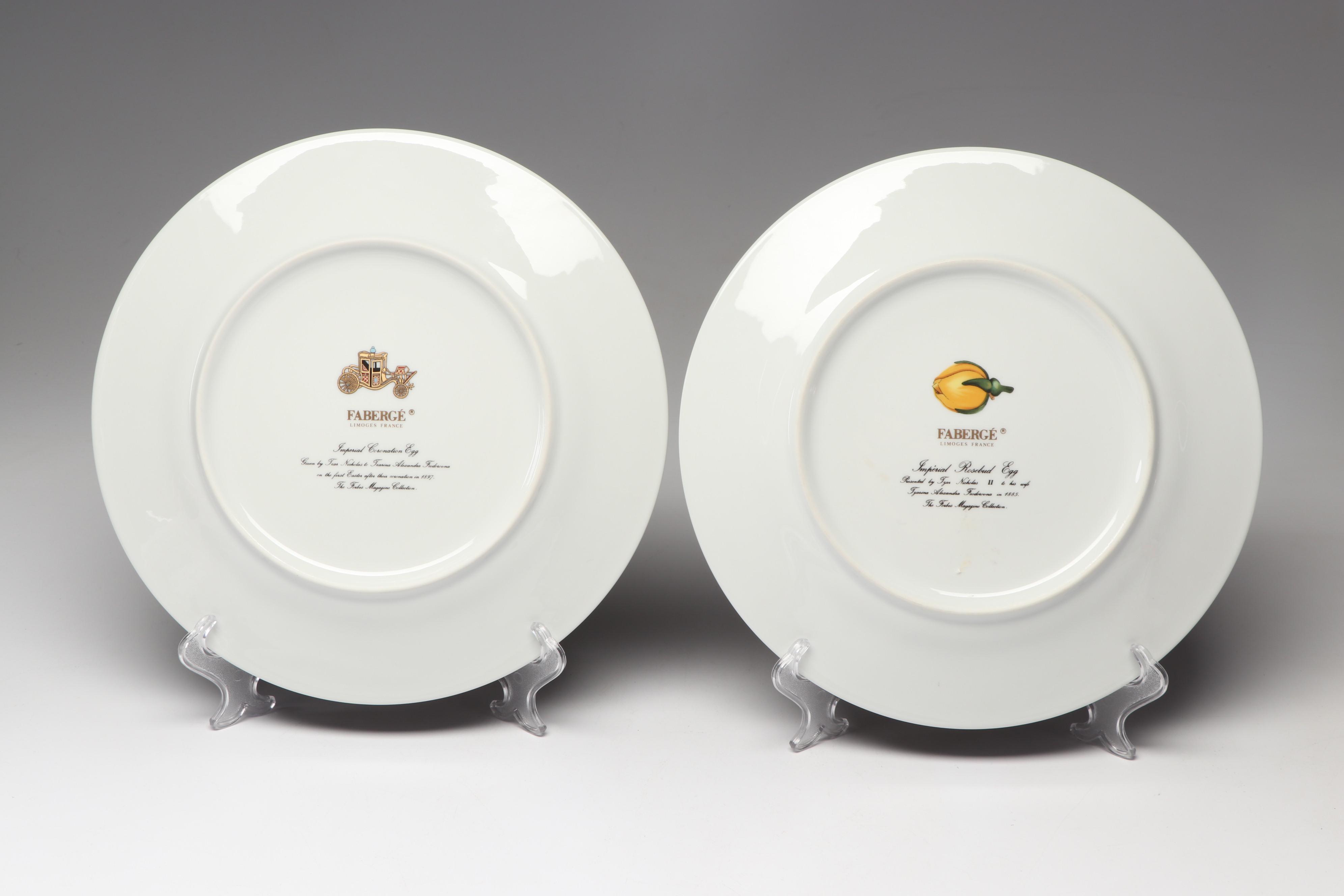 Fabergé Limoges Porcelain Gilt Plates Including the "Imperial Coronation Egg"