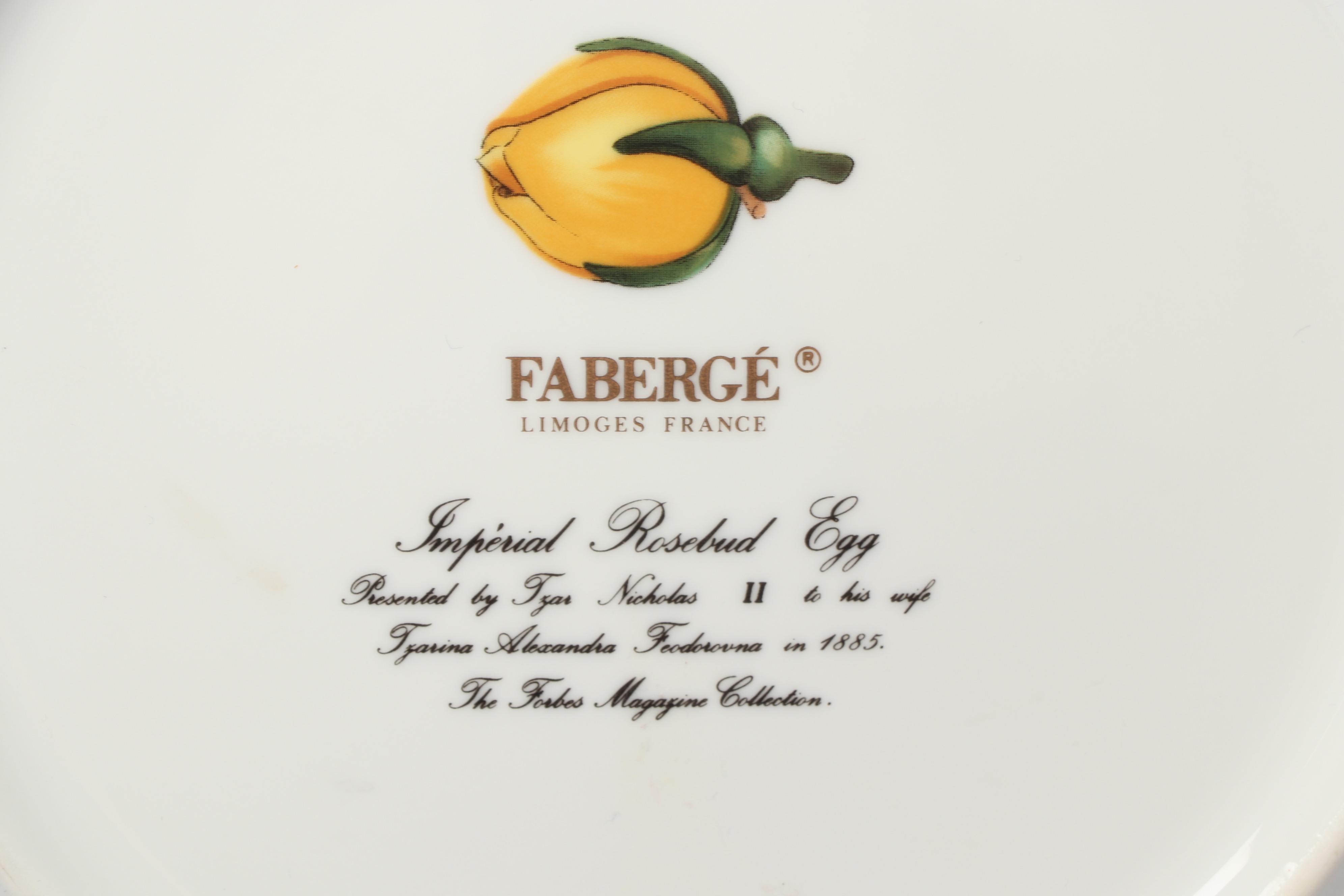 Fabergé Limoges Porcelain Gilt Plates Including the "Imperial Coronation Egg"