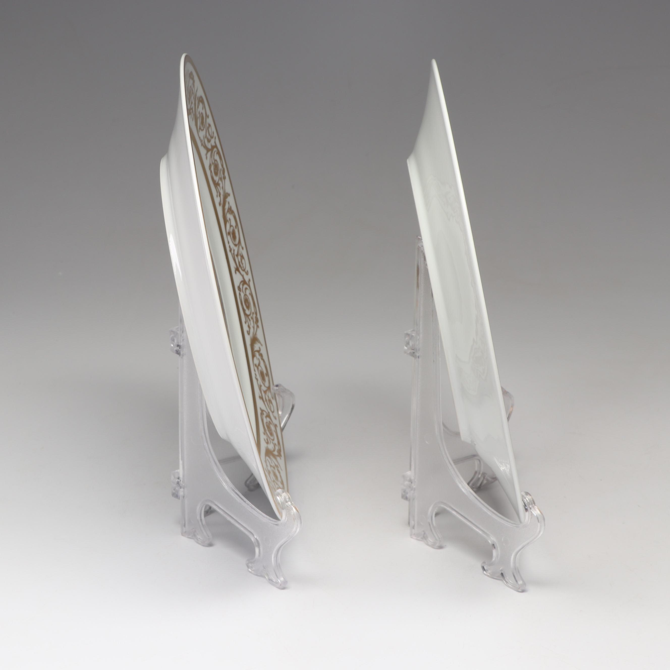 Fabergé Limoges Porcelain Gilt Plates Including the "Imperial Coronation Egg"