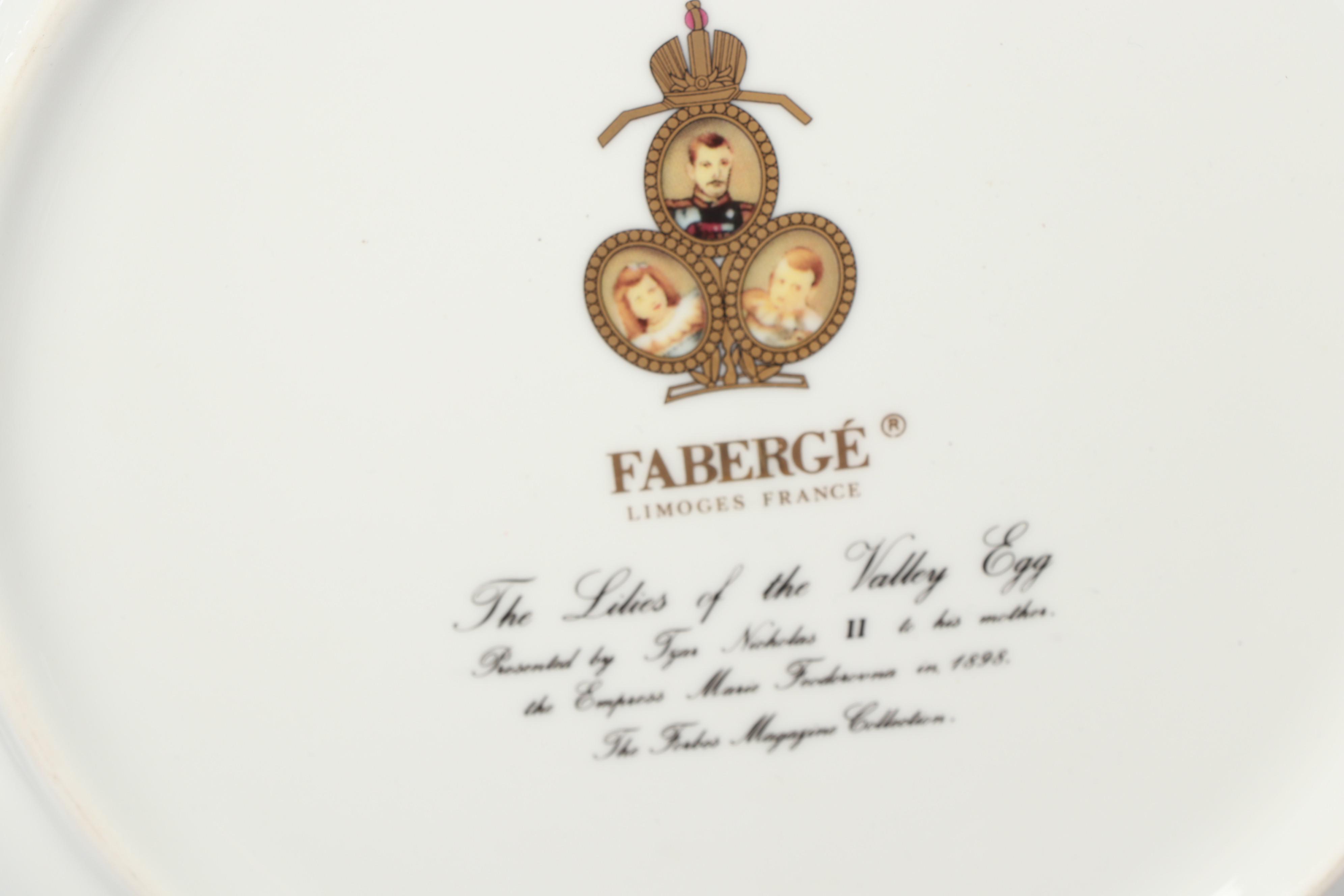 Fabergé Limoges Porcelain Gilt Plates Including the "Imperial Coronation Egg"