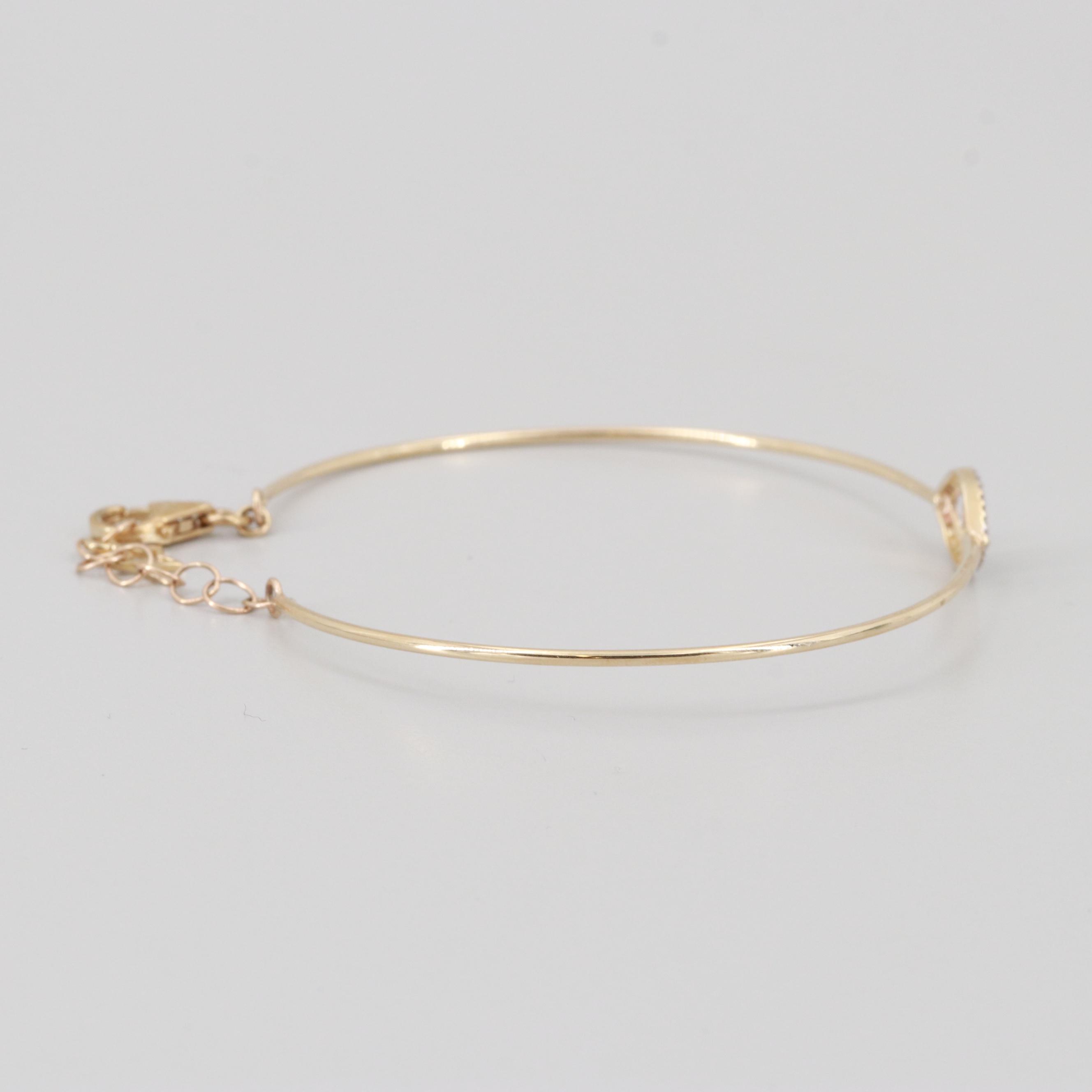 10K Yellow Gold Diamond Evil Eye Bracelet