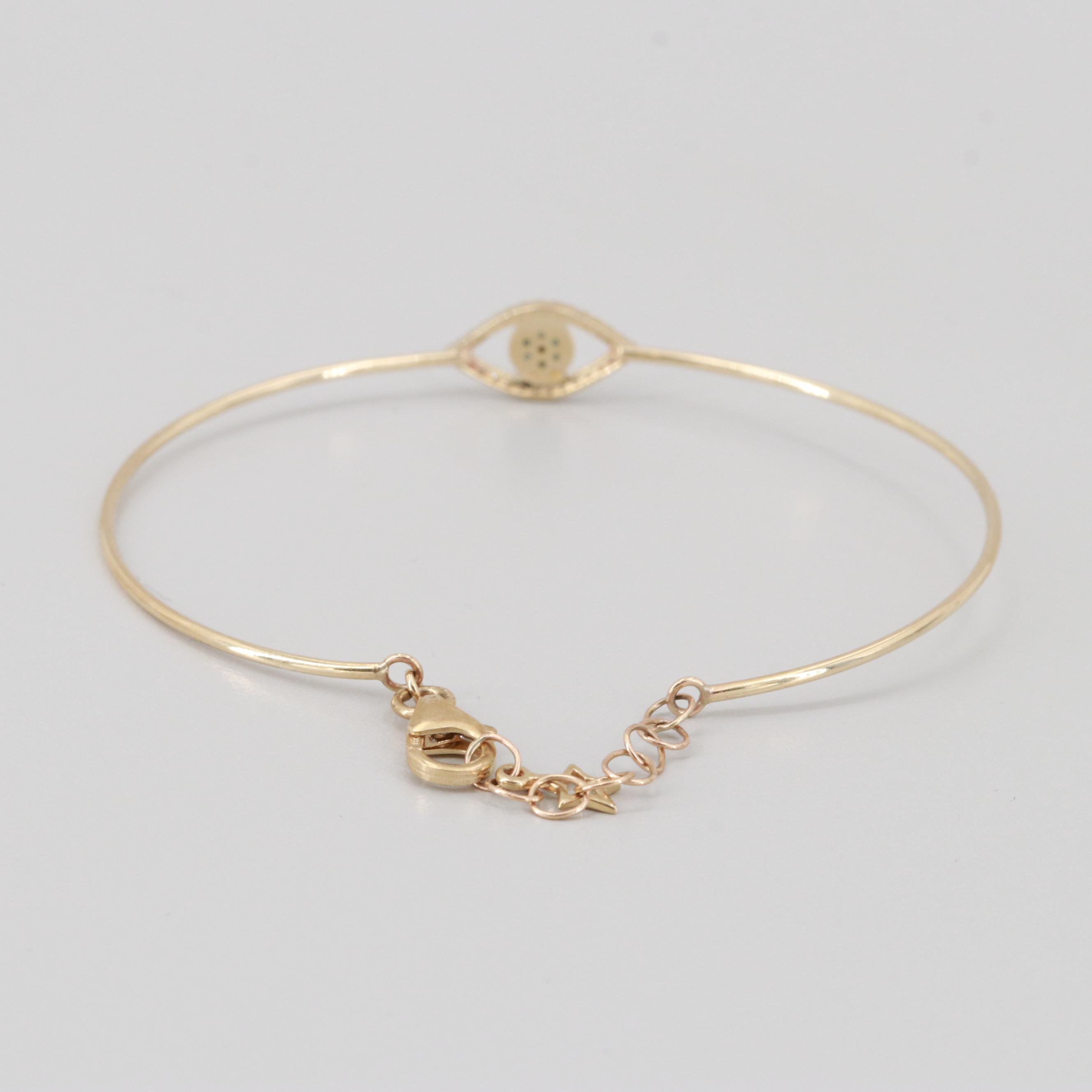 10K Yellow Gold Diamond Evil Eye Bracelet