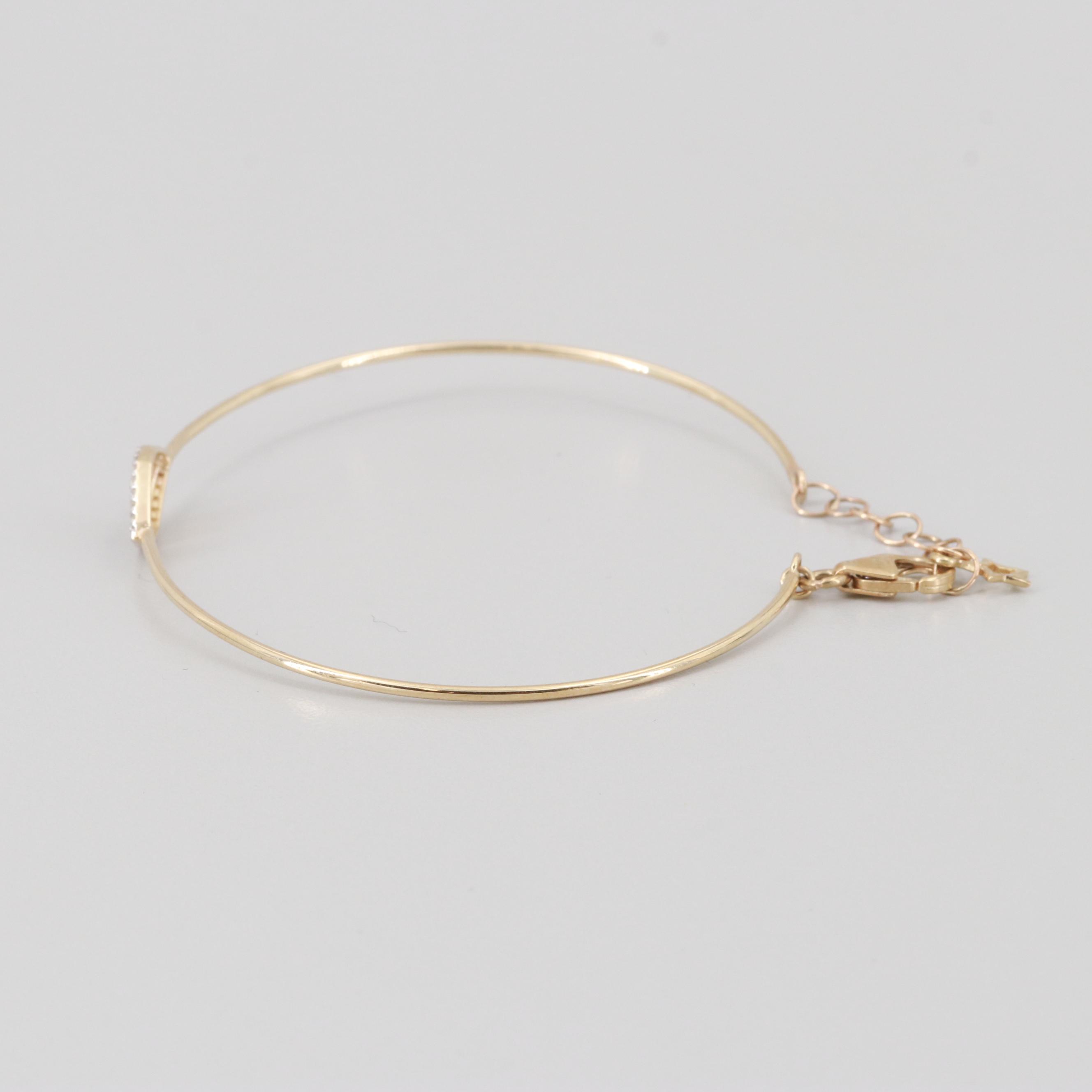 10K Yellow Gold Diamond Evil Eye Bracelet