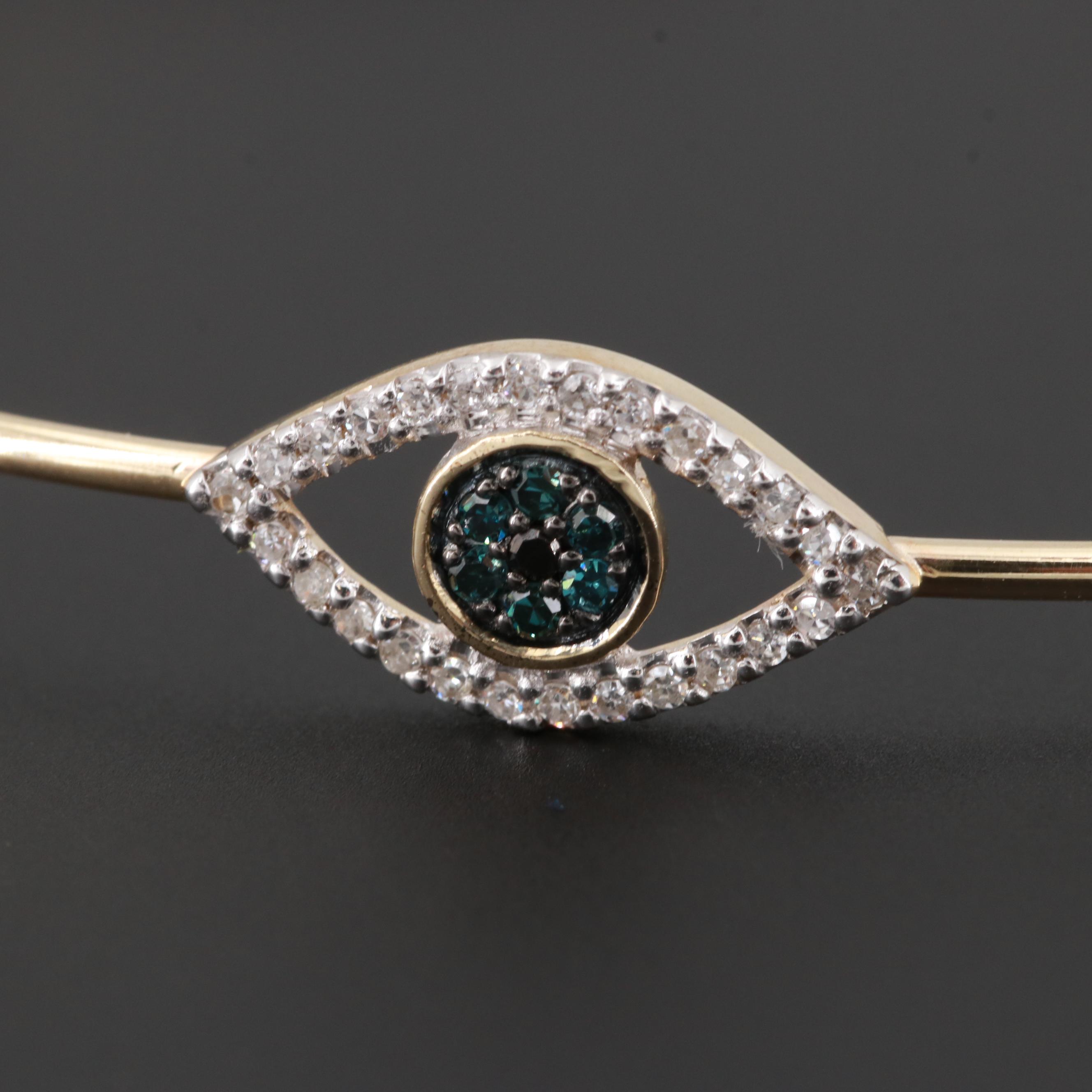 10K Yellow Gold Diamond Evil Eye Bracelet