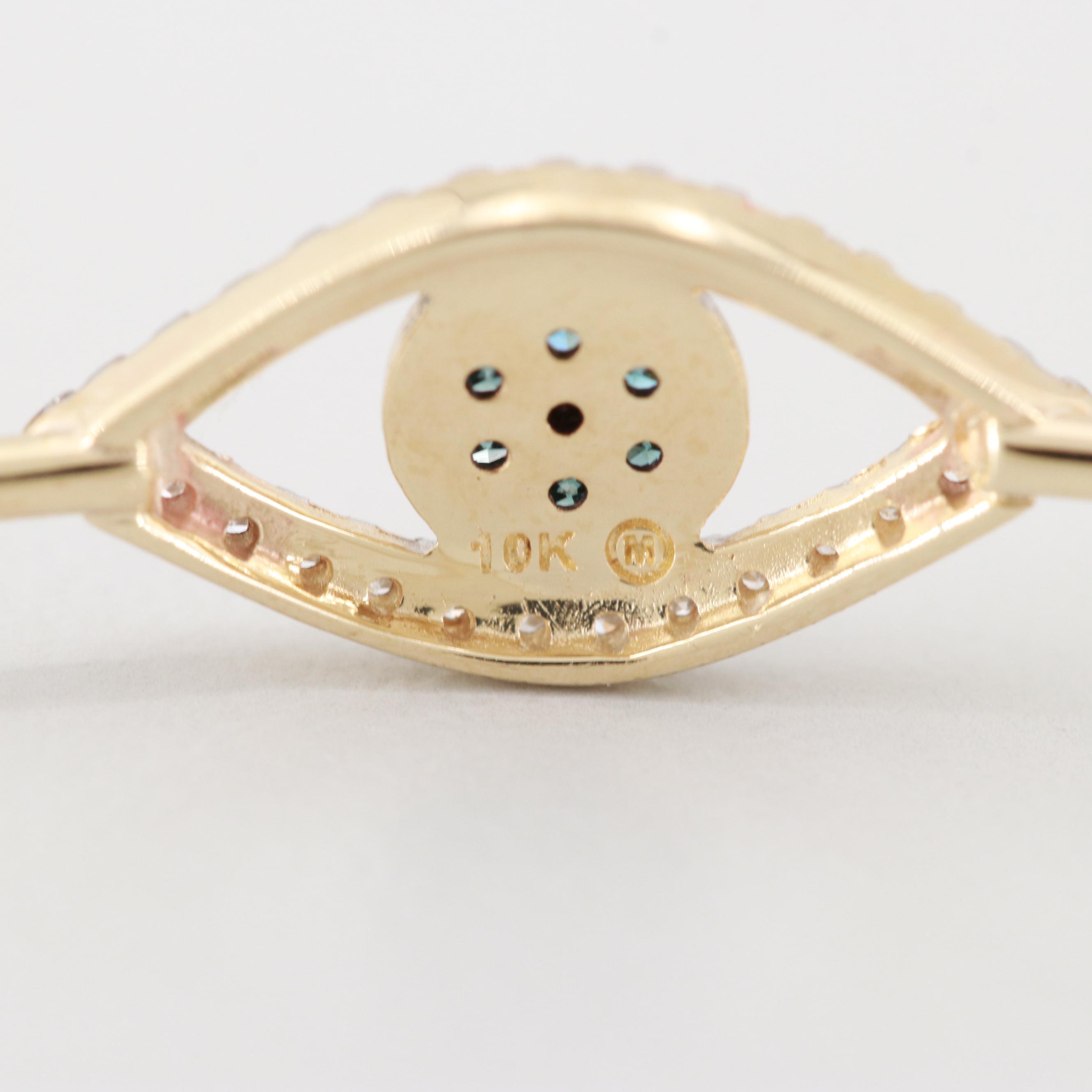 10K Yellow Gold Diamond Evil Eye Bracelet