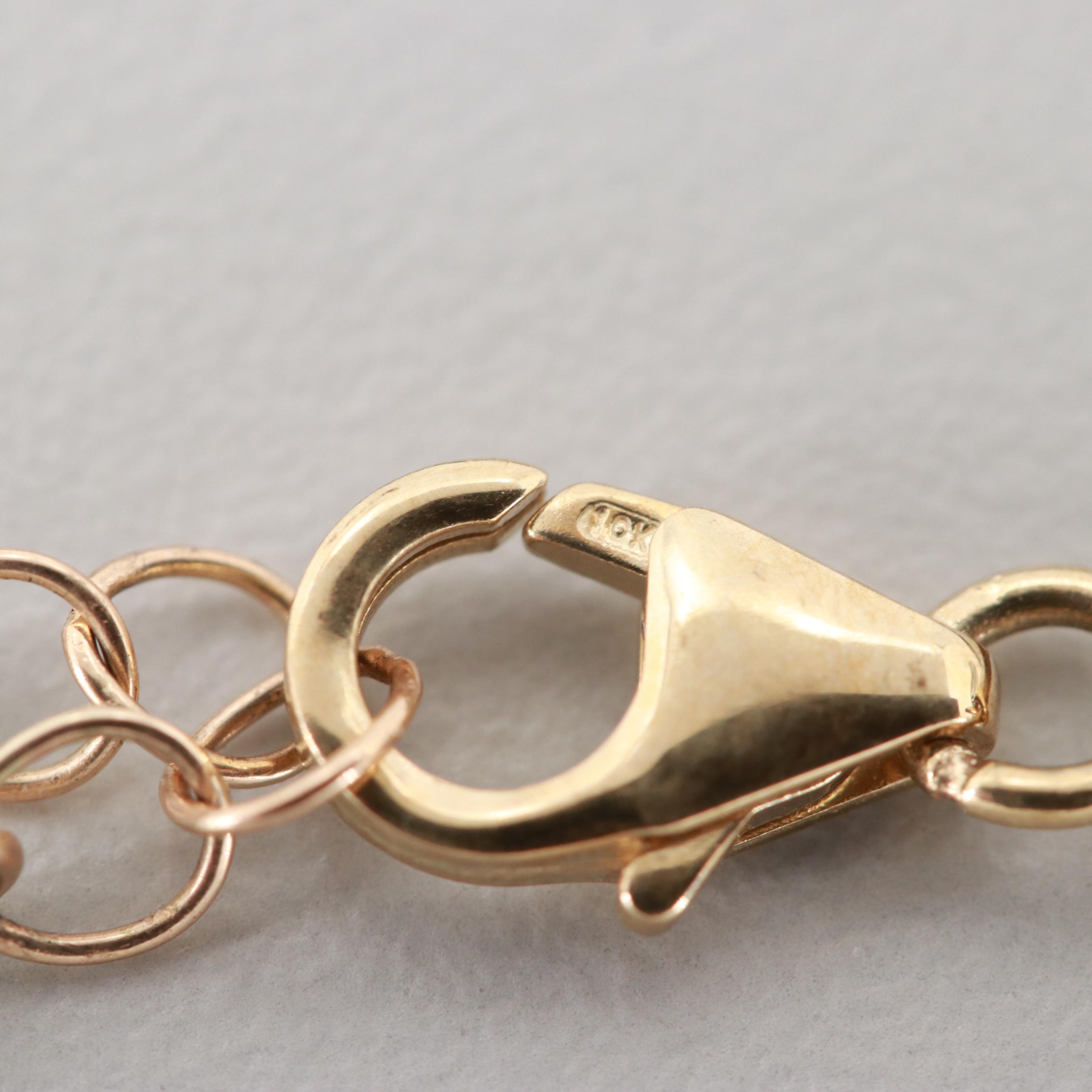 10K Yellow Gold Diamond Evil Eye Bracelet