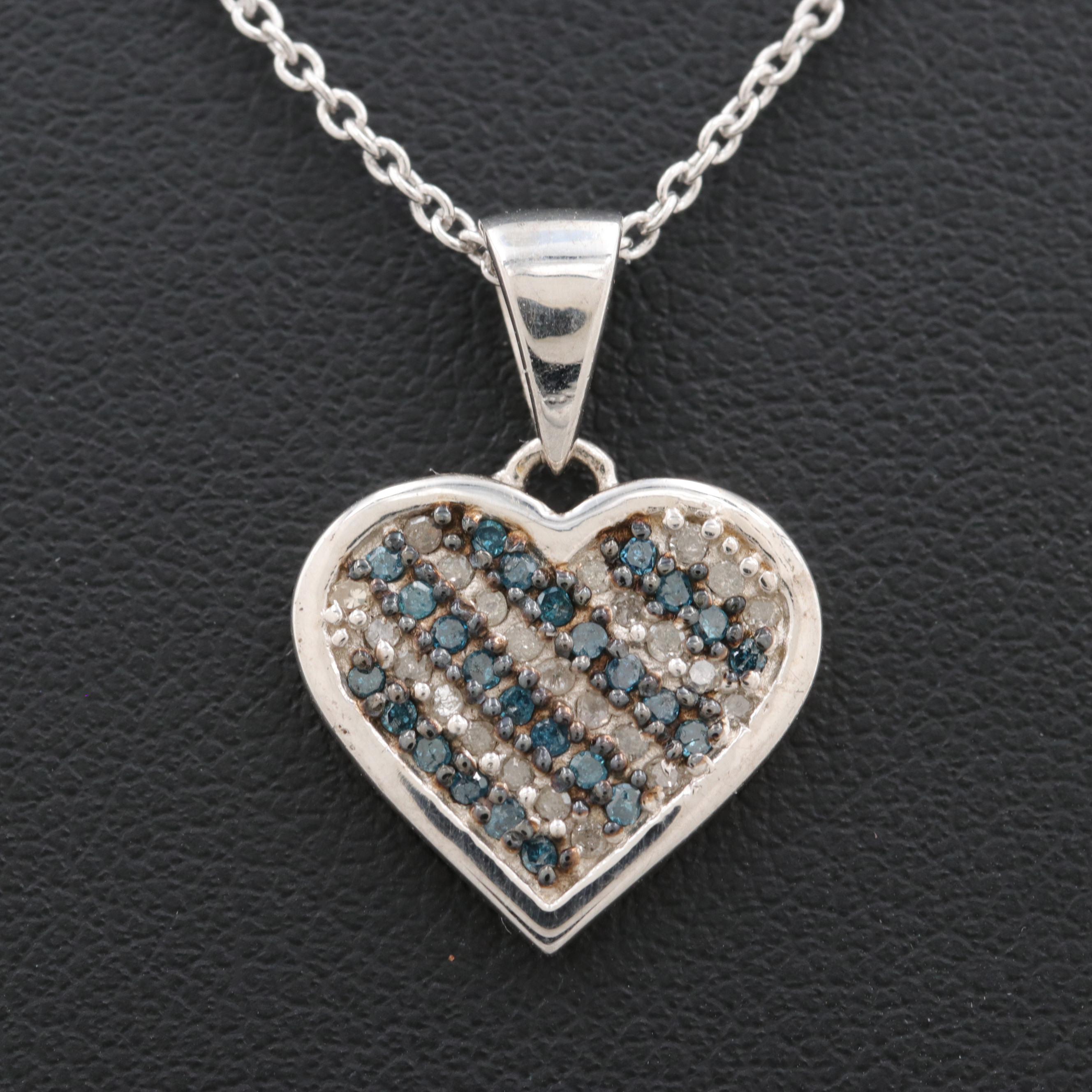 Sterling Silver Diamond Heart Necklace