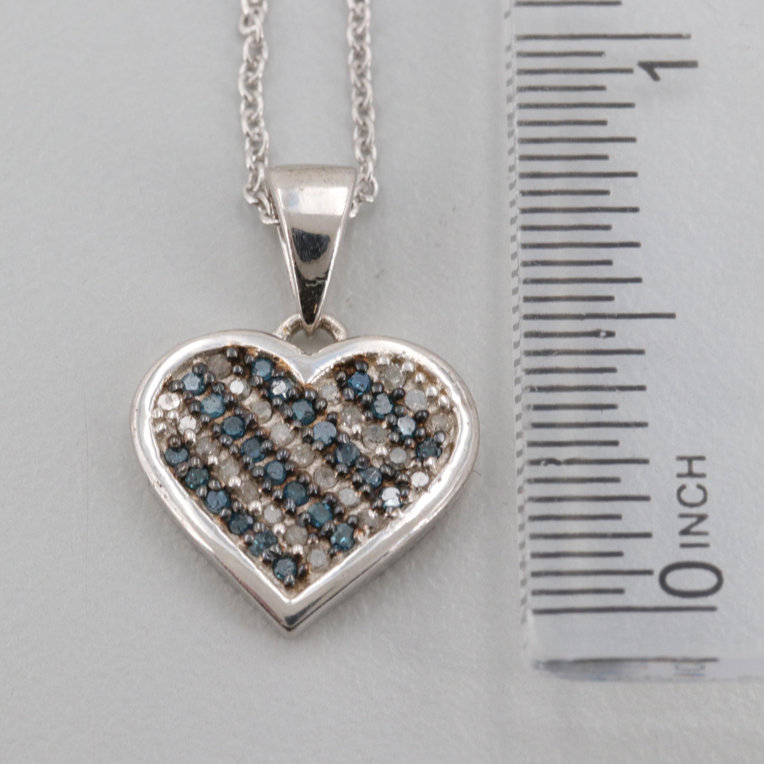 Sterling Silver Diamond Heart Necklace