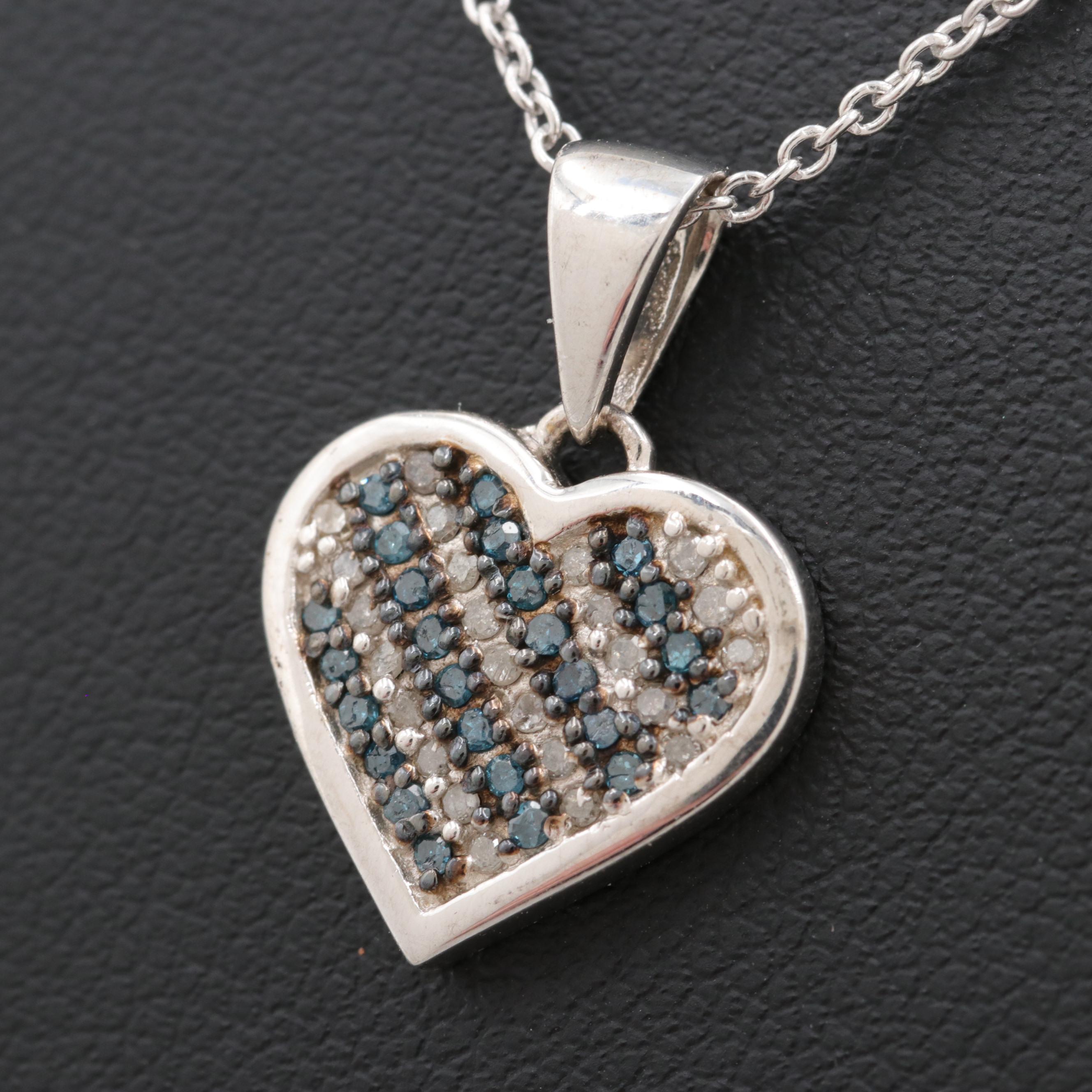 Sterling Silver Diamond Heart Necklace