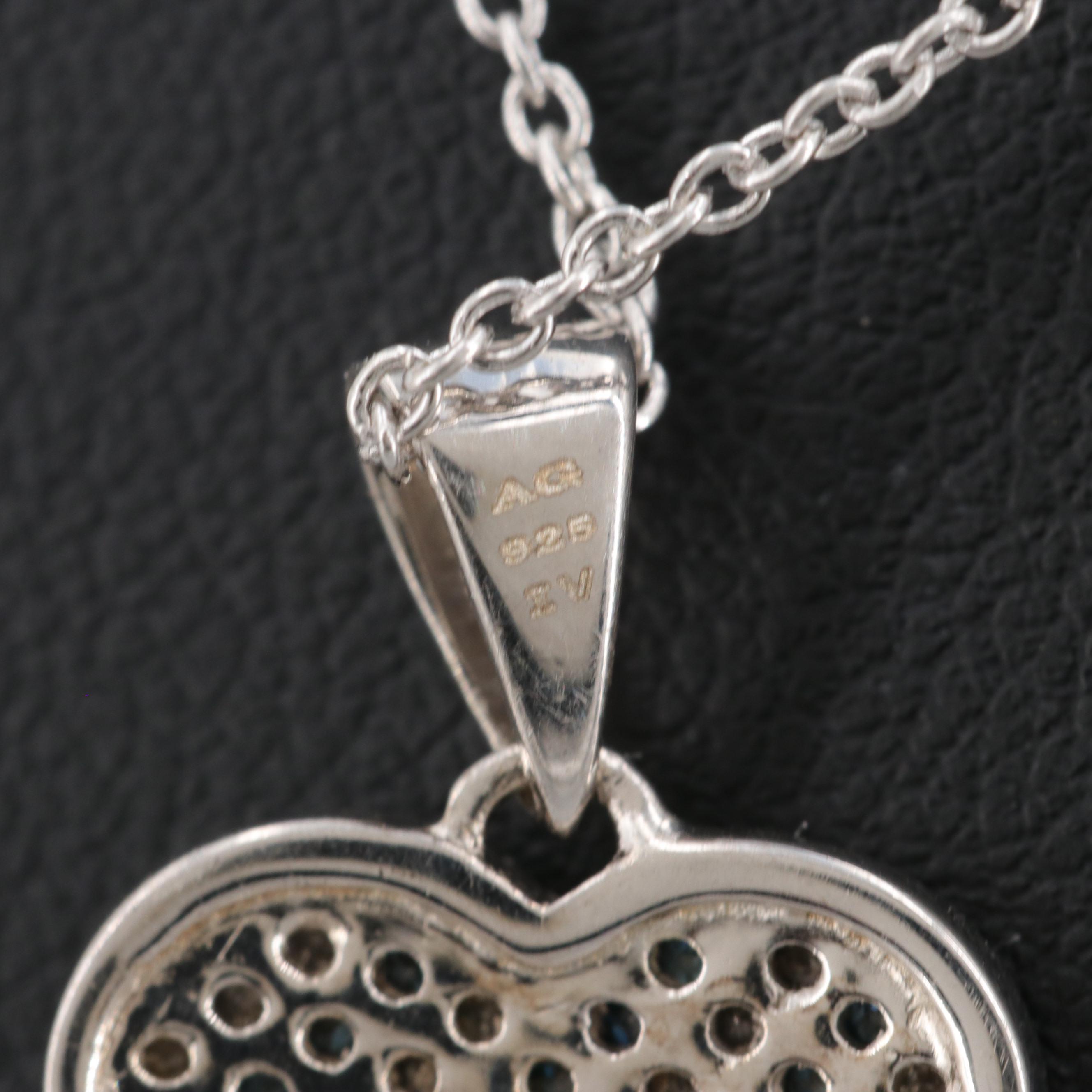 Sterling Silver Diamond Heart Necklace