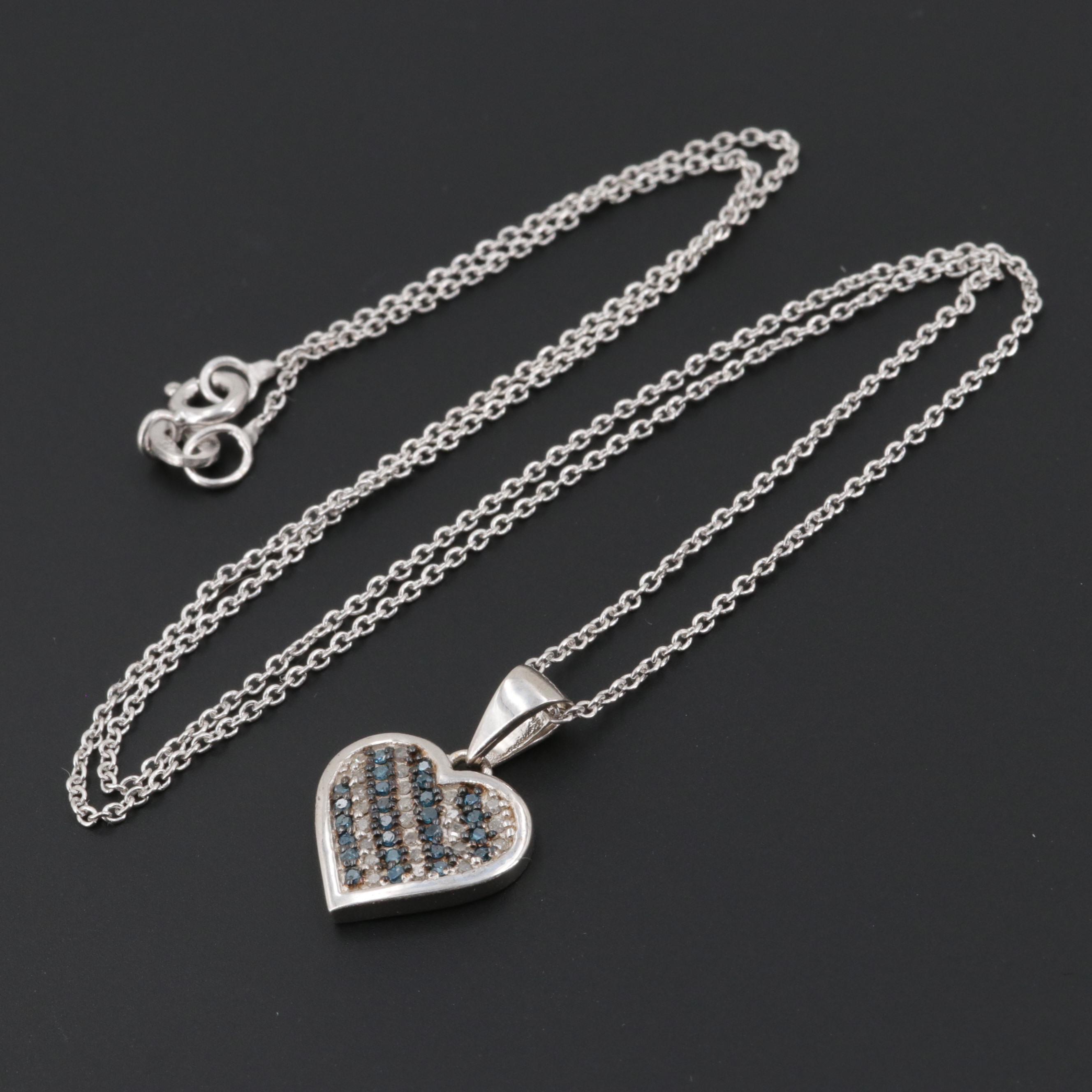 Sterling Silver Diamond Heart Necklace