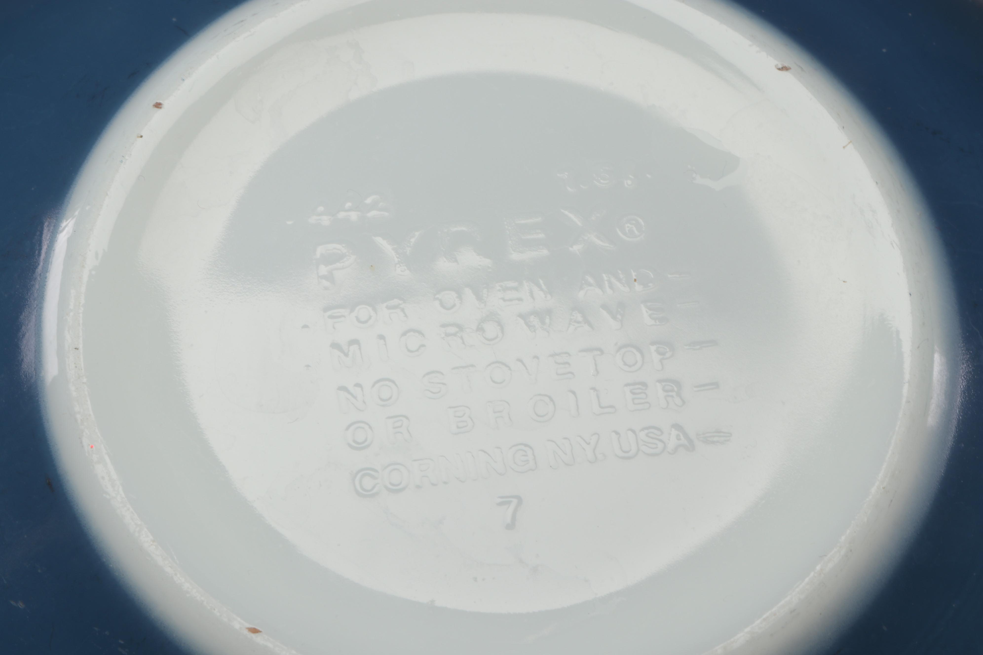 Pyrex Blue and White "Colonial Mist" Cinderella Nesting Mixing Bowls, 1980s