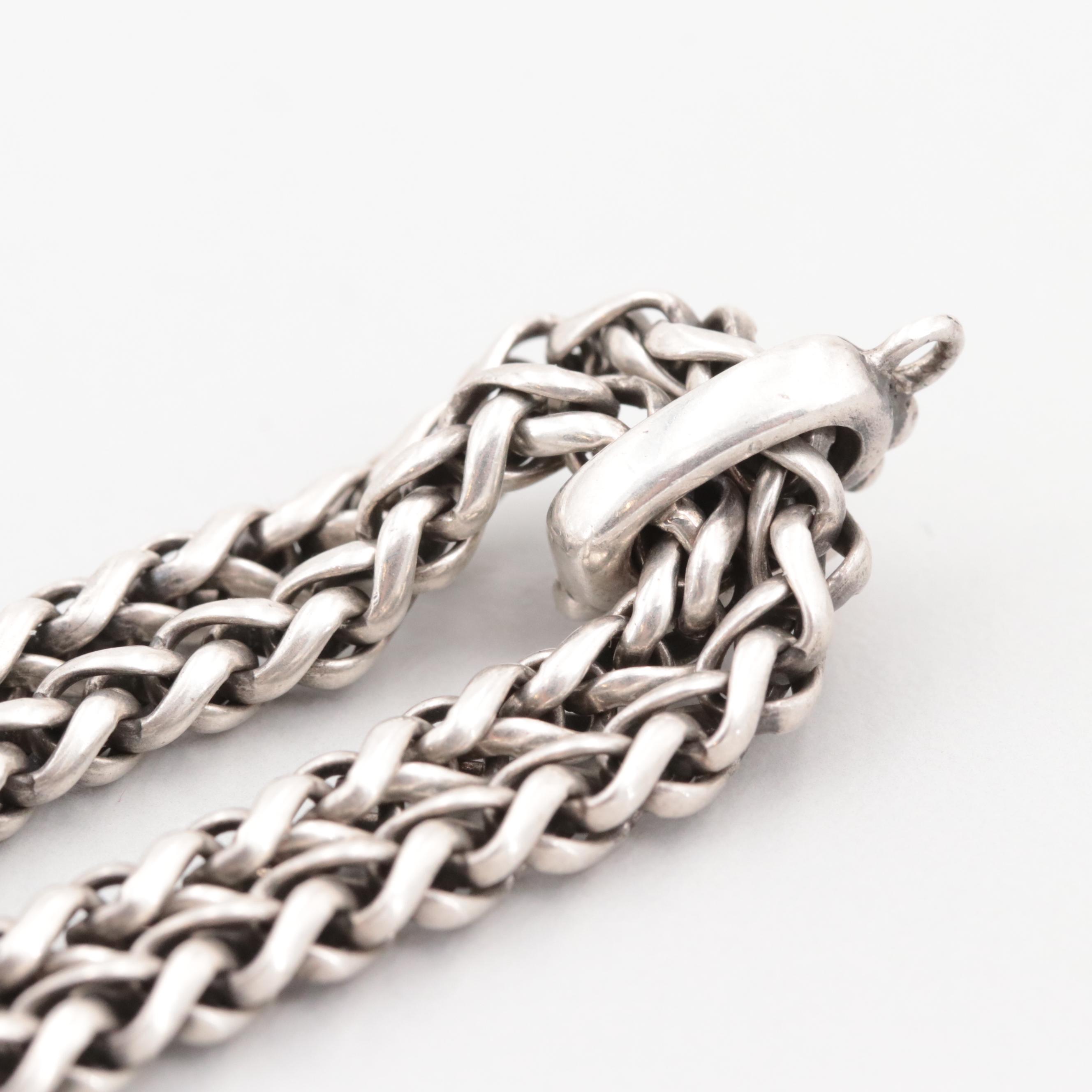 Italian Filli Menegatti Sterling Silver Double Strand Necklace with 18K Accents