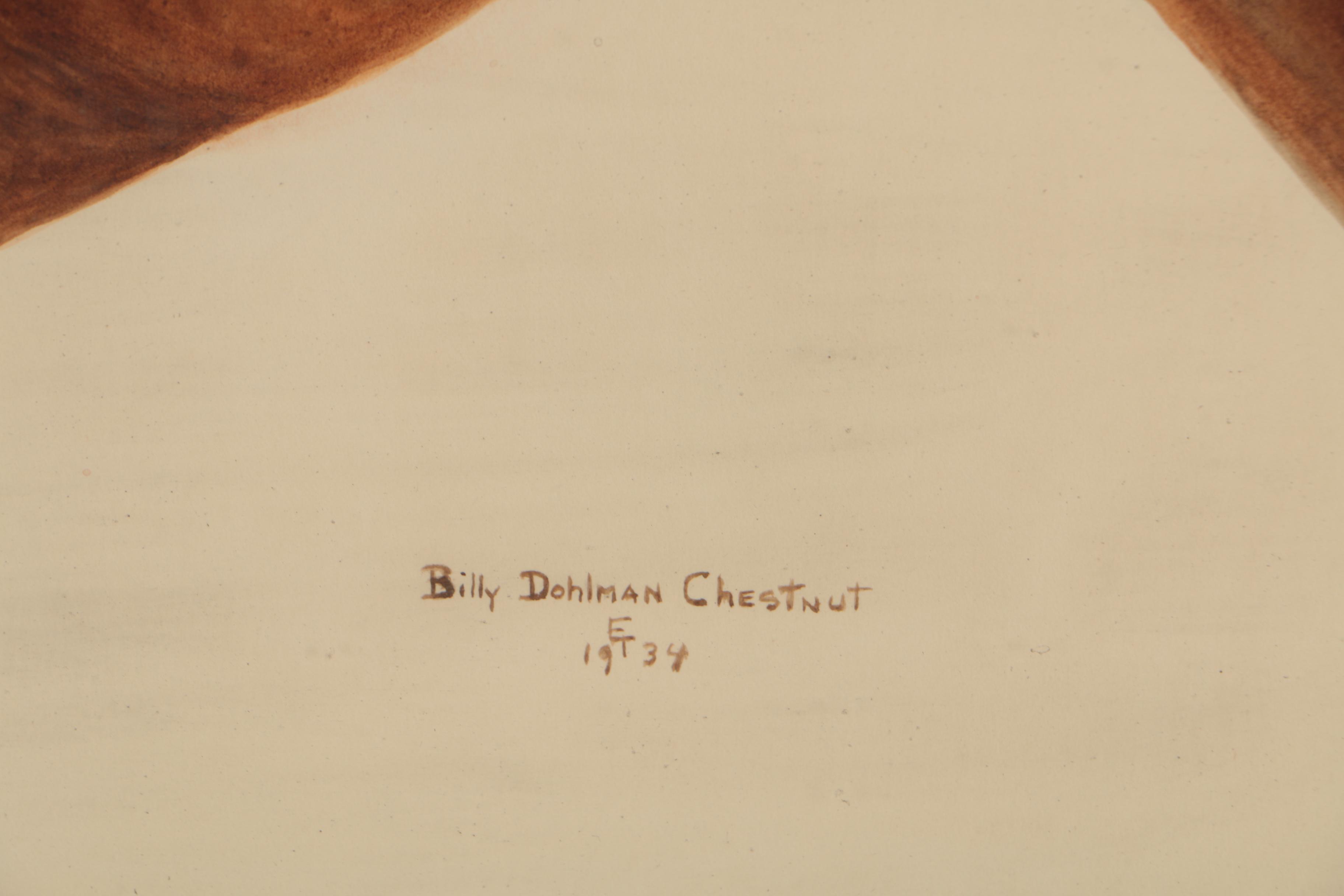 Billy Dohlman Chestnut 1934 Watercolor Painting of Horse