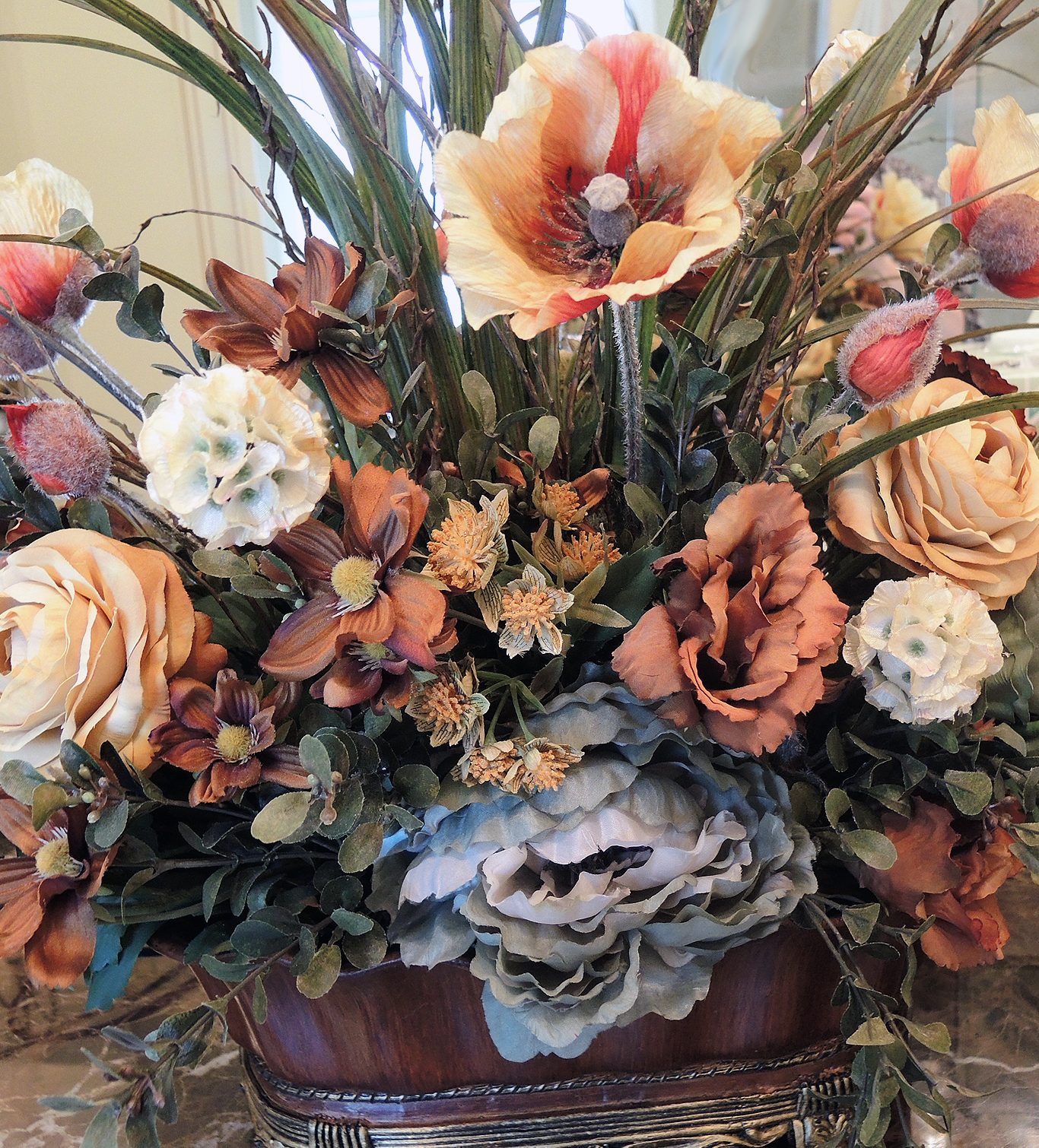 Pottery Barn Jewelry Box, Floral Arrangements and Cheyenne Furnishings Bench