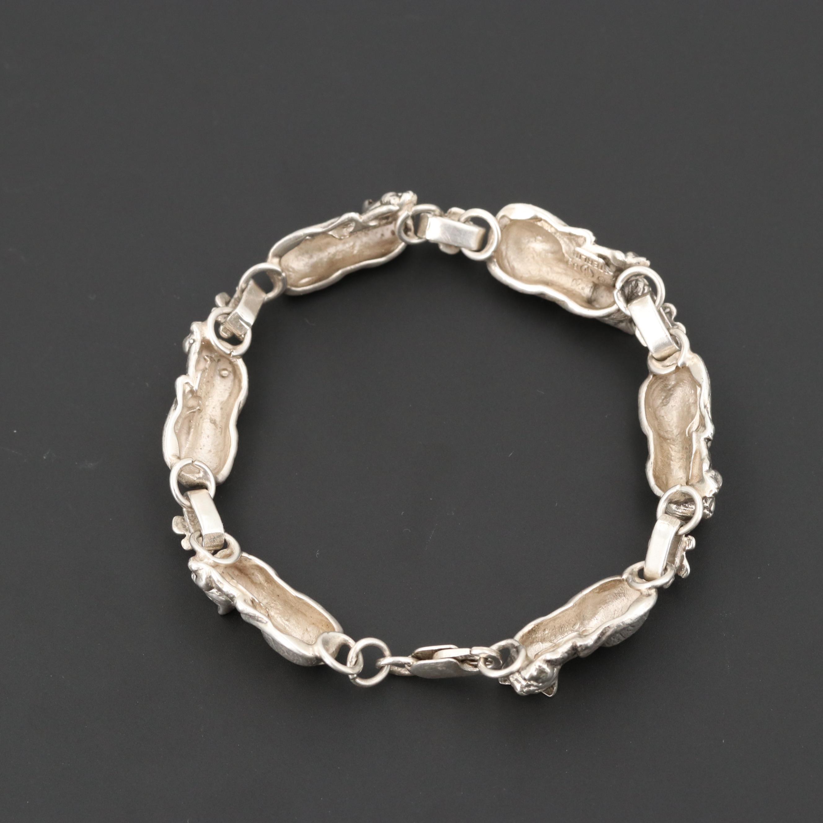 Vintage Sterling Silver Cat Bracelet