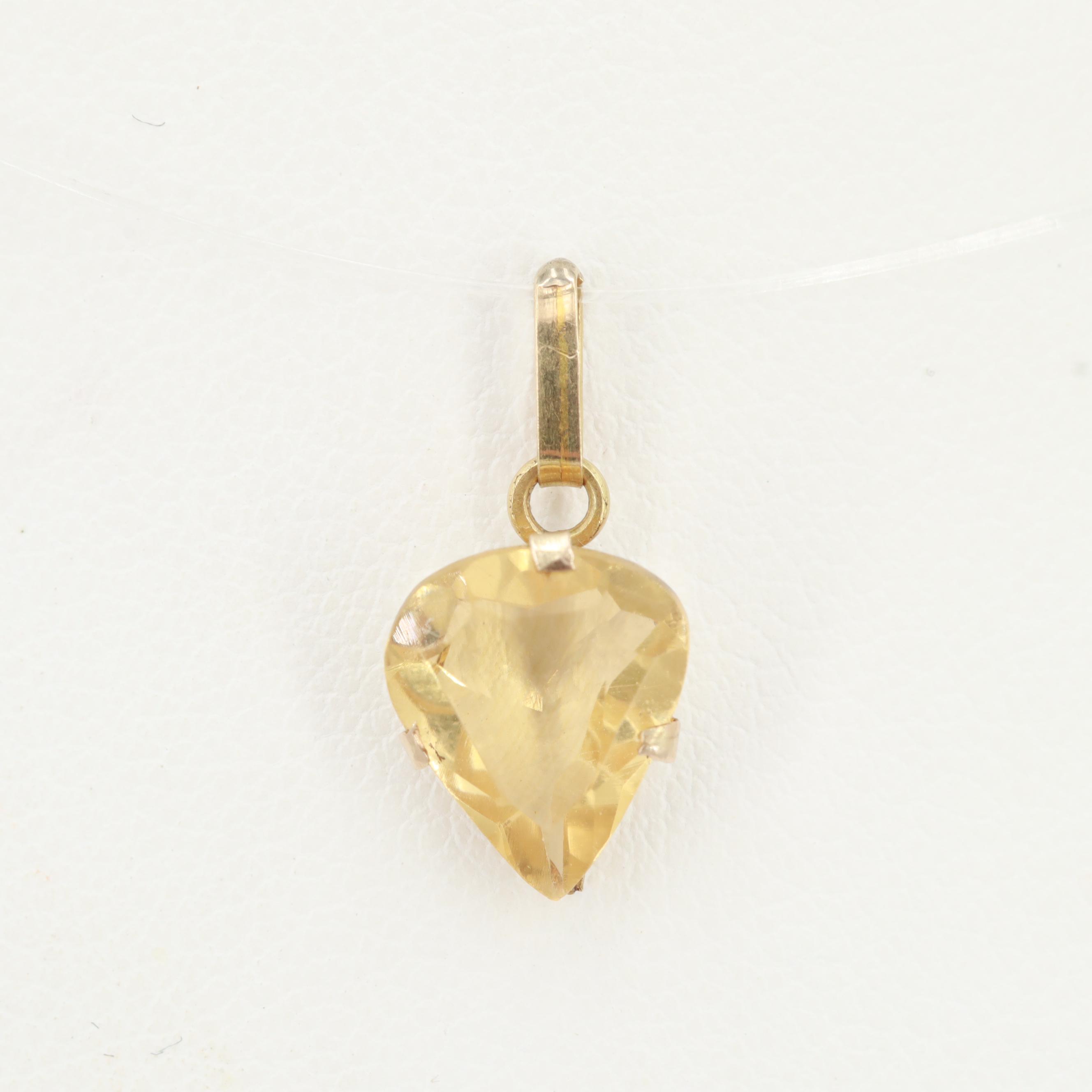 14K Yellow Gold Citrine Pendant