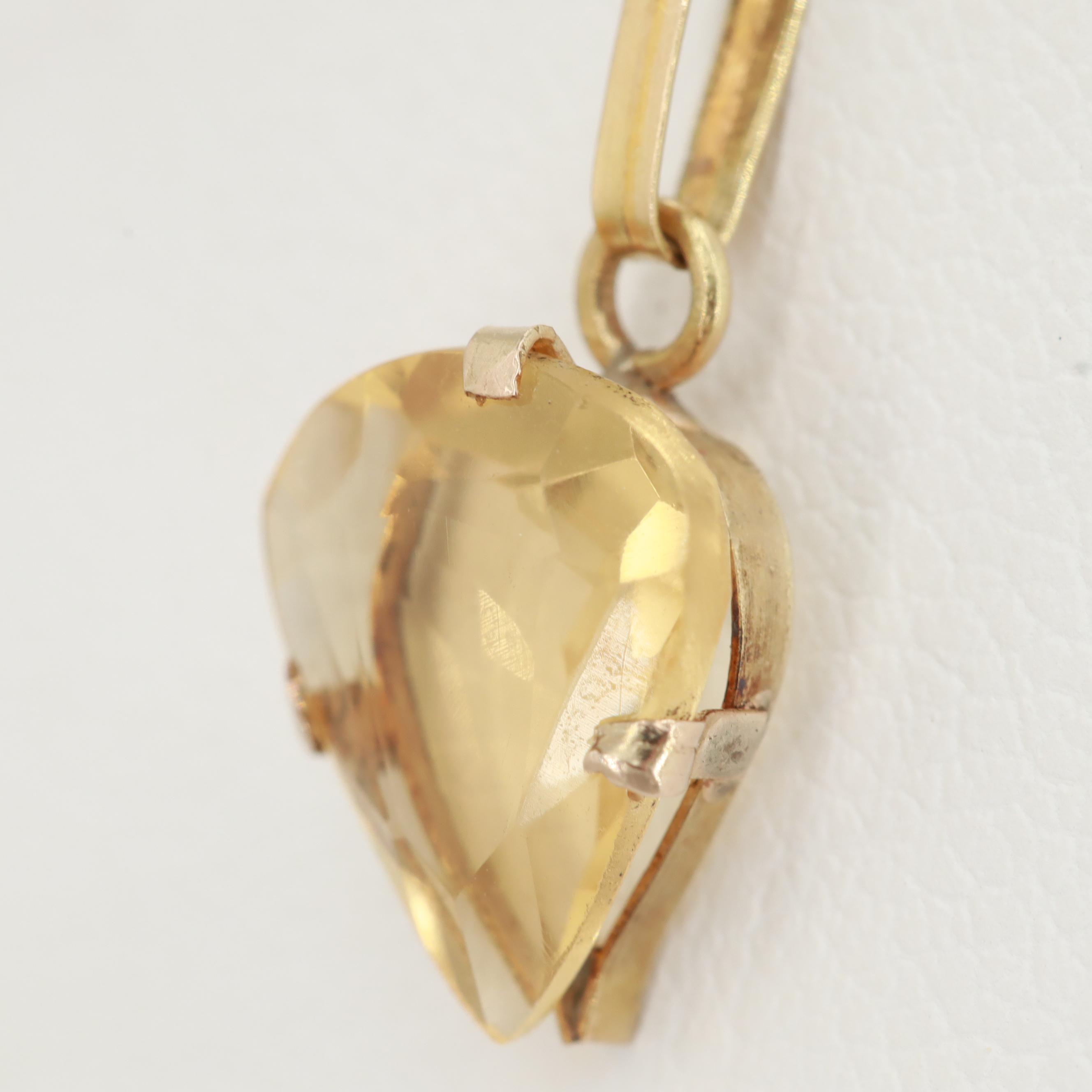 14K Yellow Gold Citrine Pendant