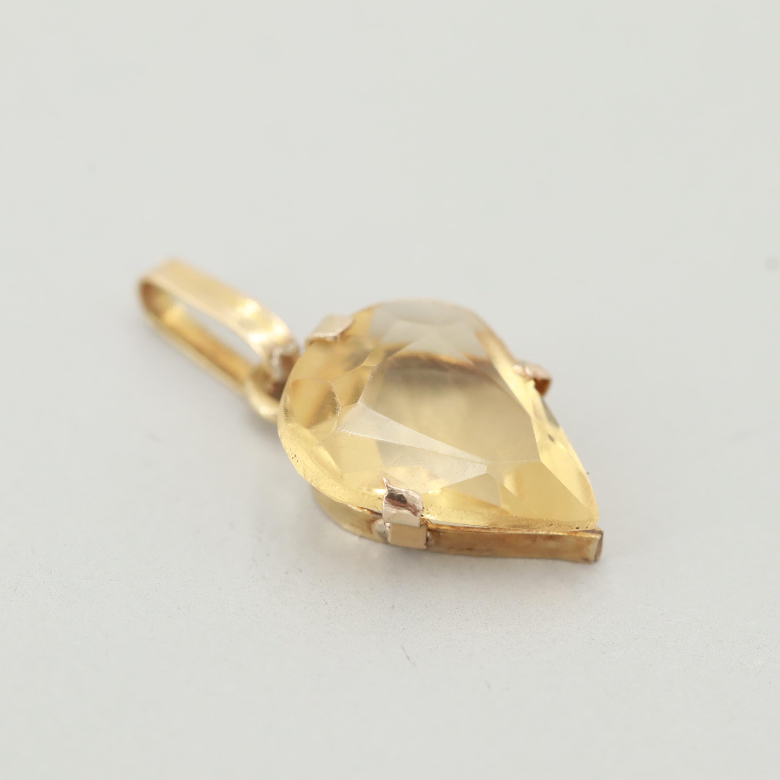 14K Yellow Gold Citrine Pendant