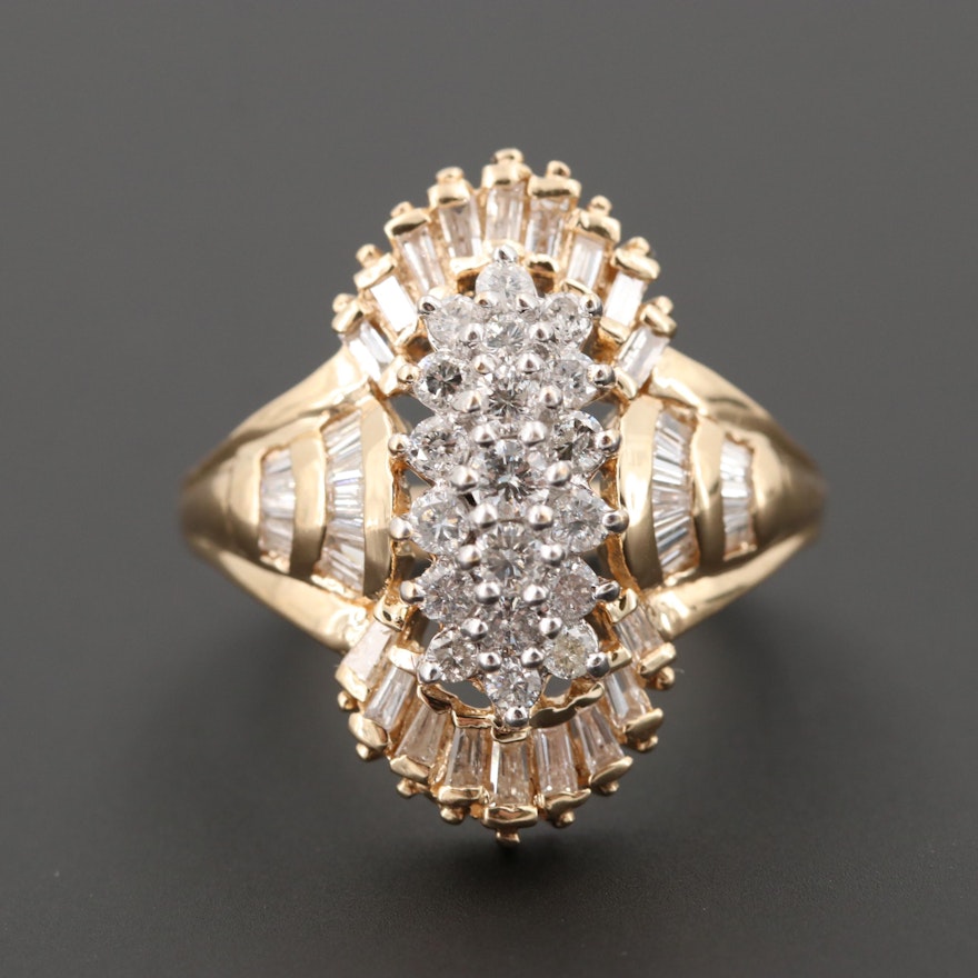 14K Yellow Gold 1.47 CTW Diamond Ring