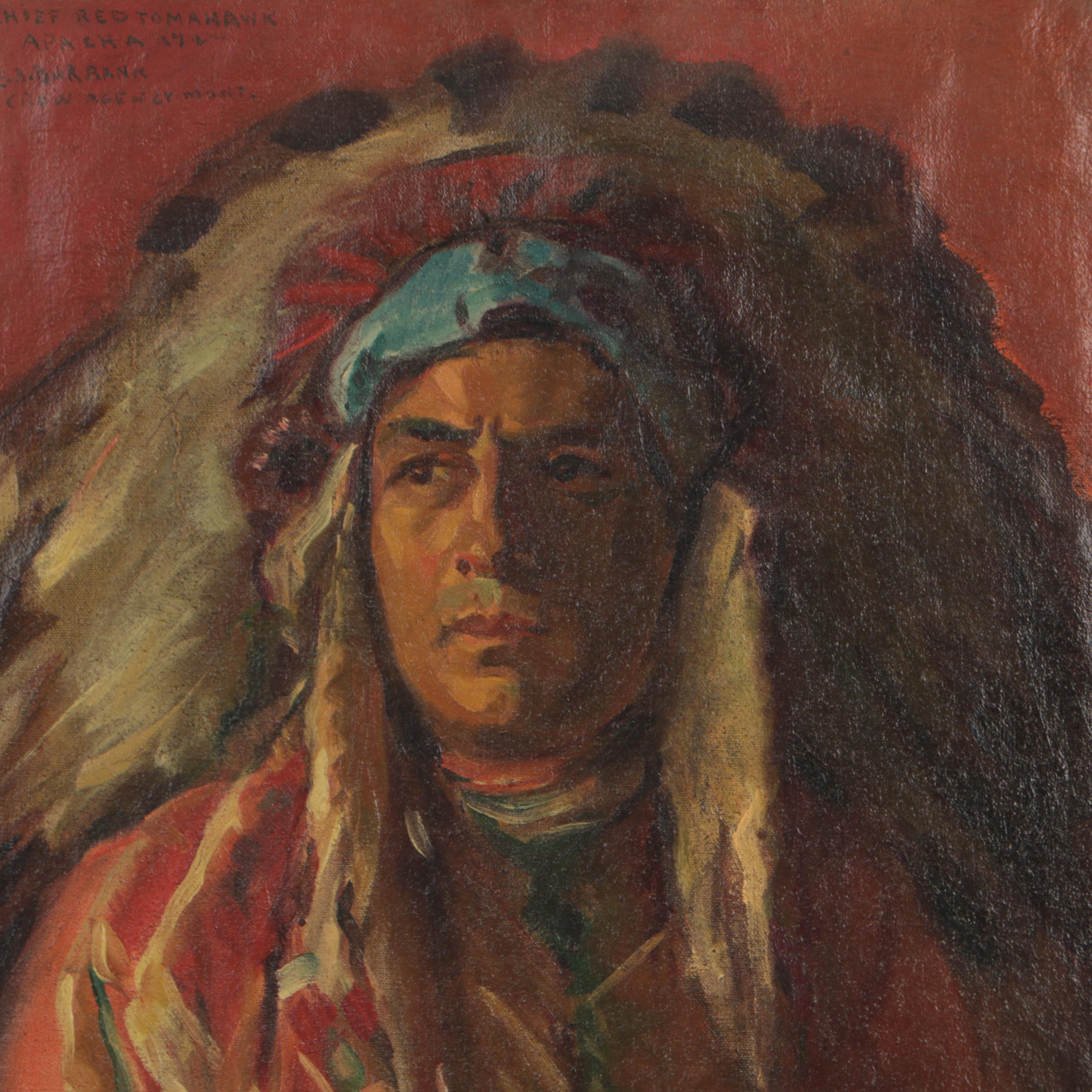 Eldridge A. Burbank Oil Painting "Chief Red Tomahawk", circa 1924