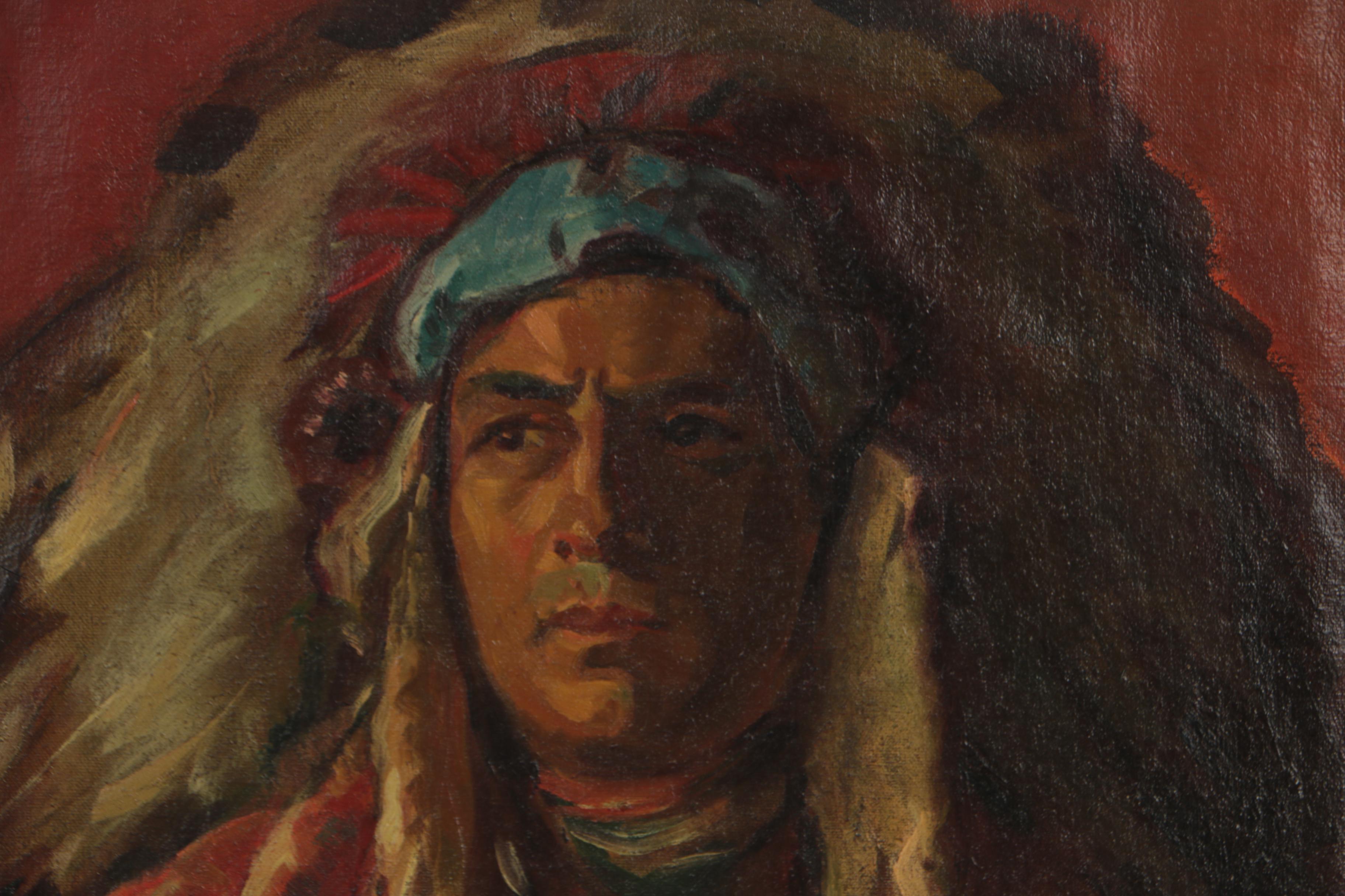 Eldridge A. Burbank Oil Painting "Chief Red Tomahawk", circa 1924