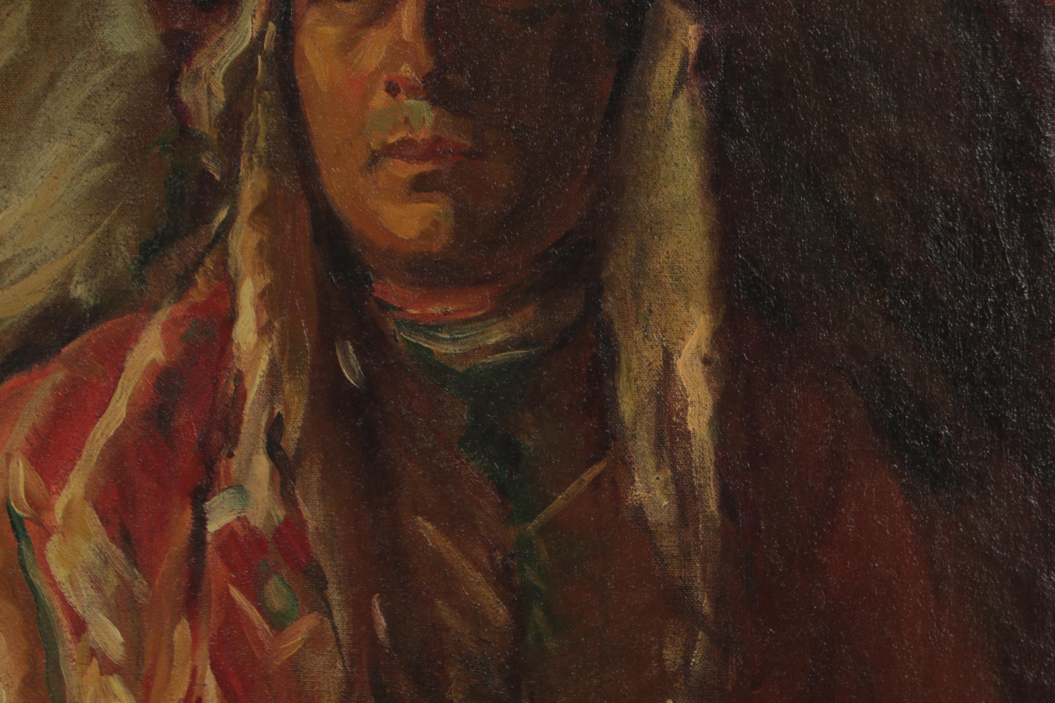 Eldridge A. Burbank Oil Painting "Chief Red Tomahawk", circa 1924