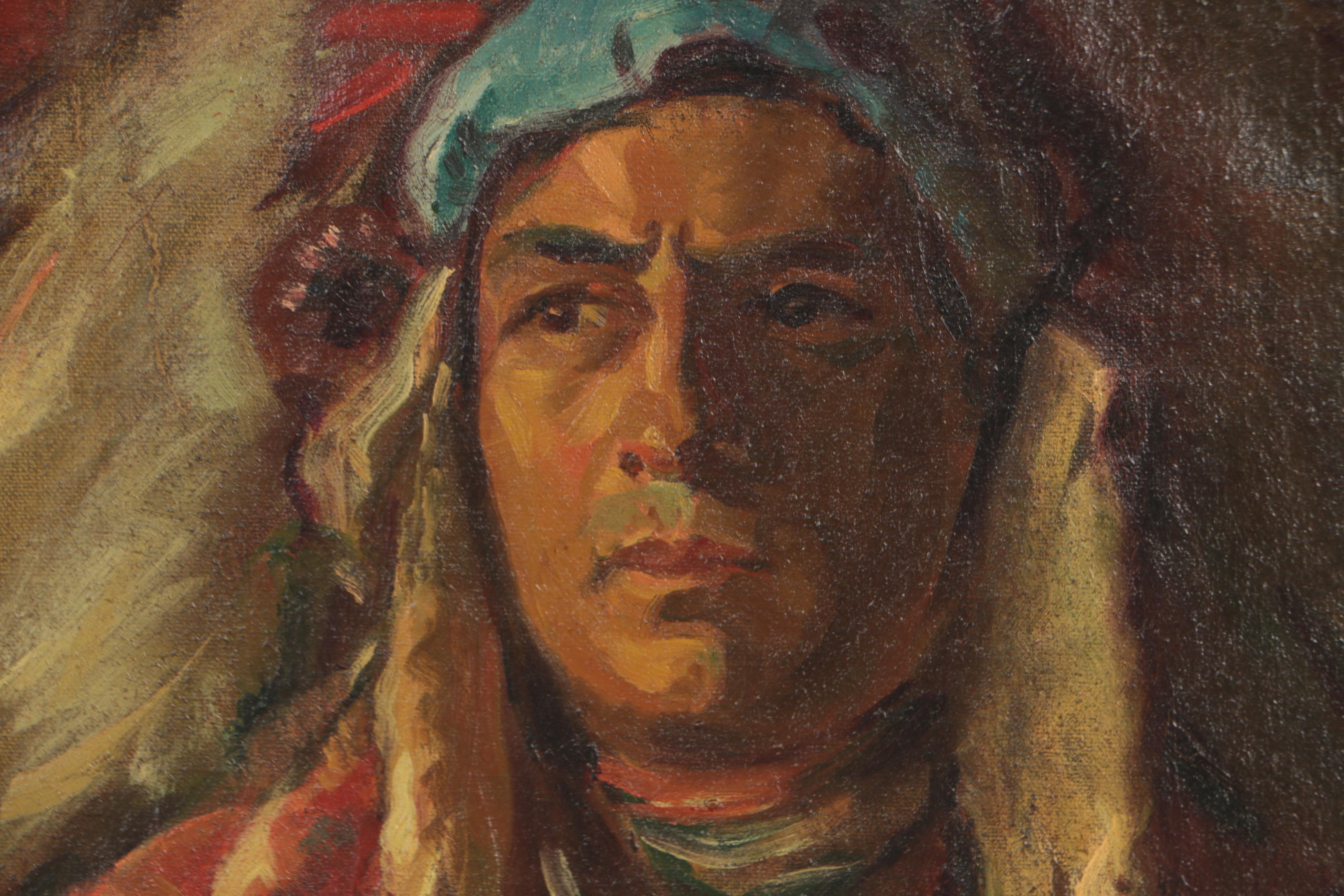 Eldridge A. Burbank Oil Painting "Chief Red Tomahawk", circa 1924