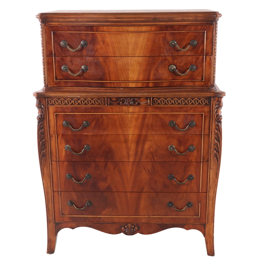 Louis XV Style Mahogany Chest on Chest, Early 20th Century