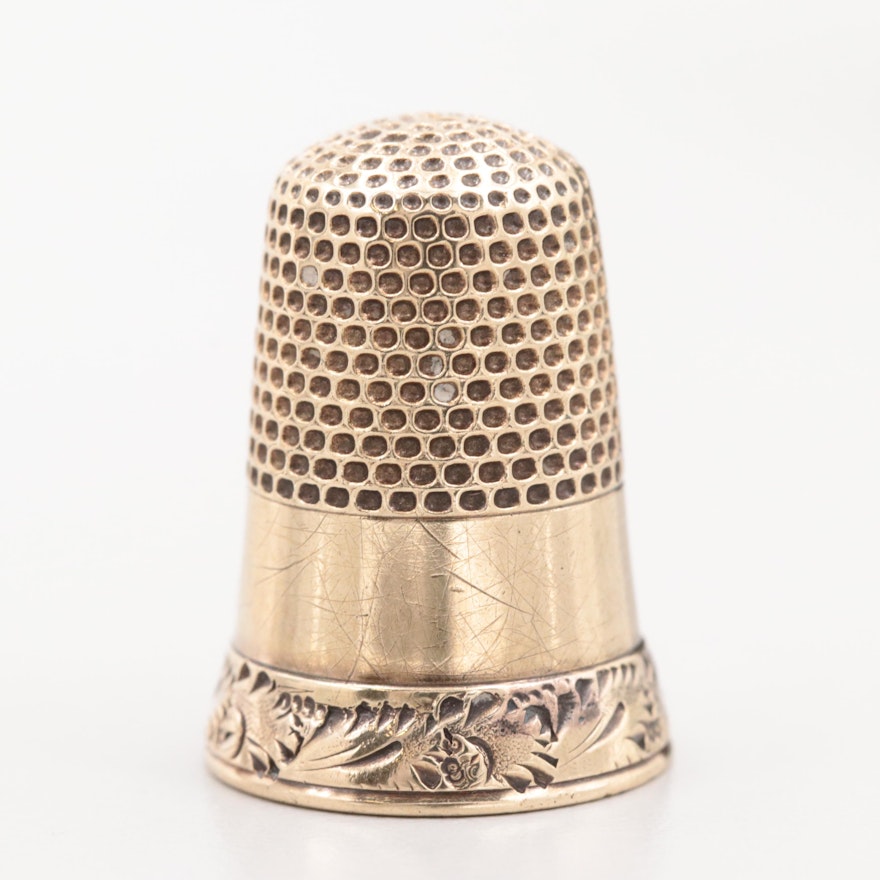 Antique 10K Yellow Gold Sewing Thimble