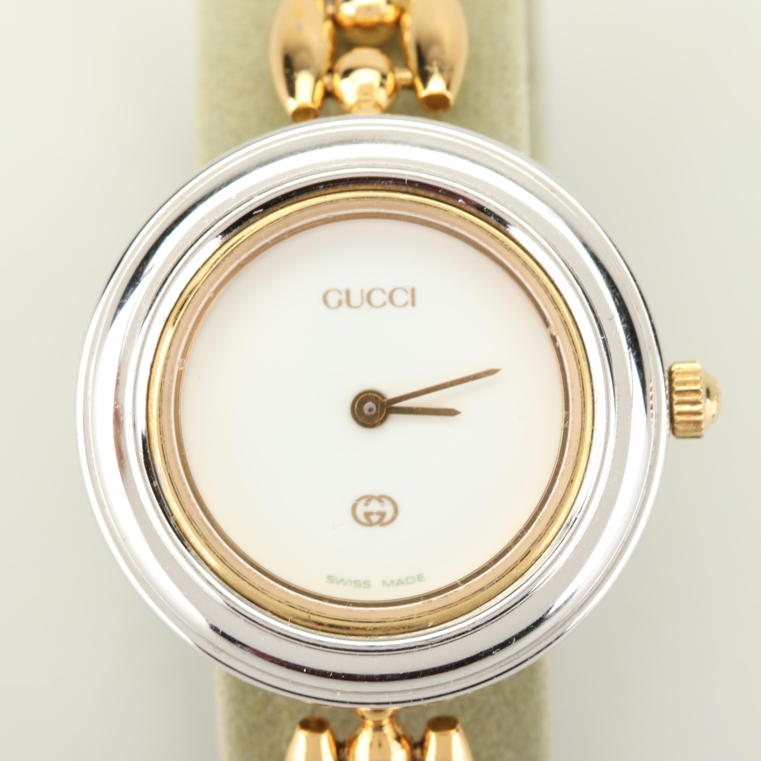 Gucci Gold Tone Watch with Interchangeable Bezels