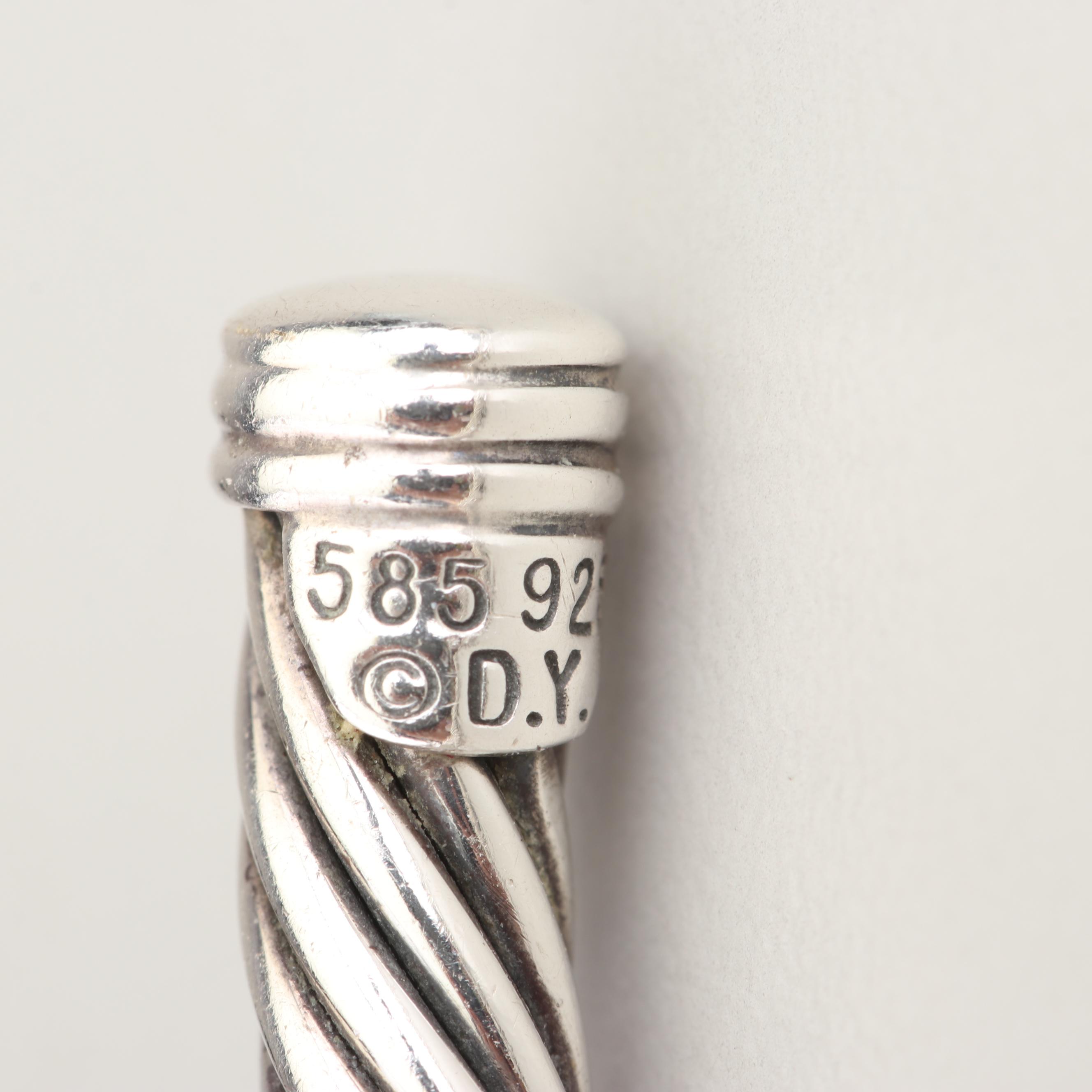 David Yurman Sterling Silver 14K Gold Accented Tourmaline and Turquoise Bracelet