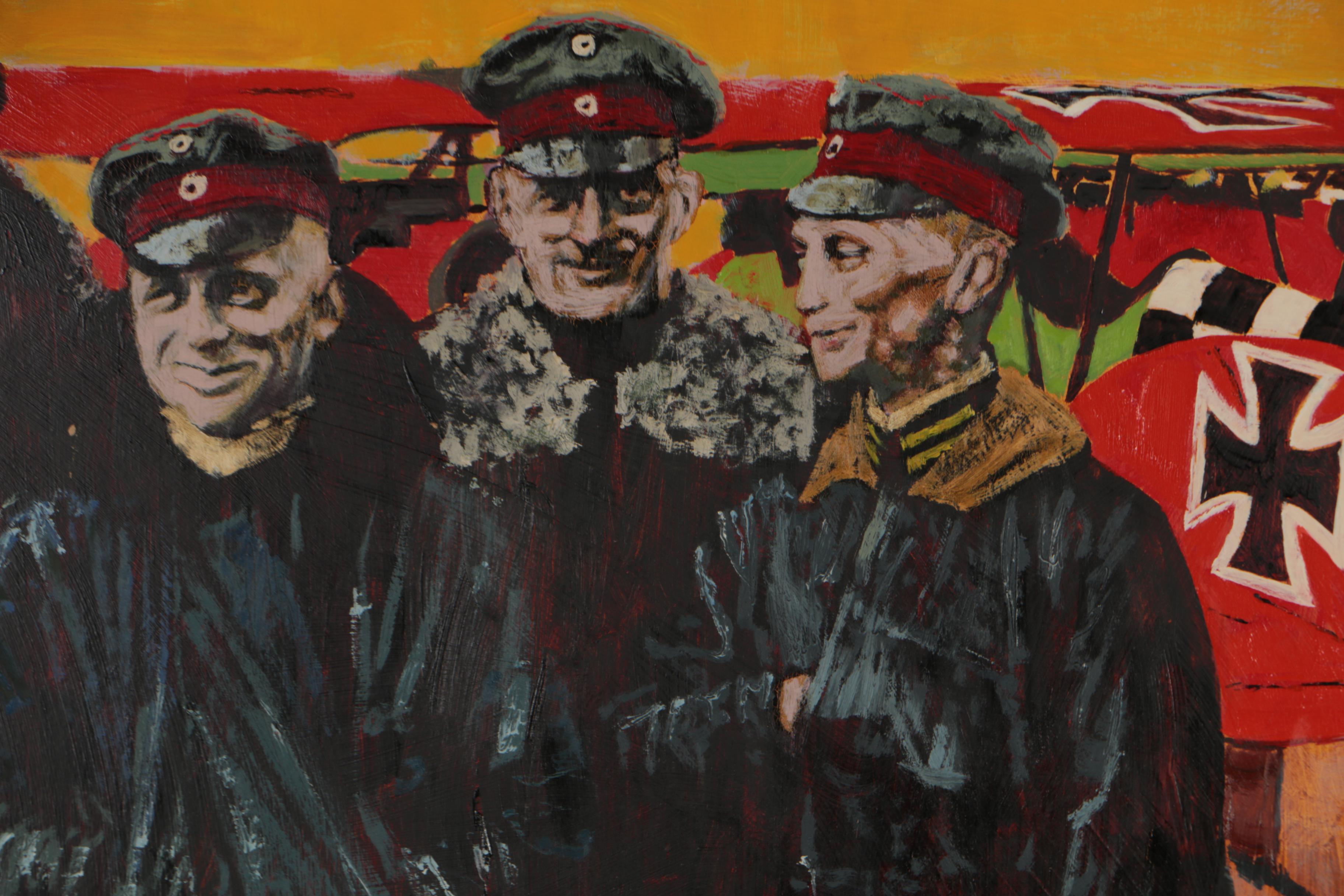 John McDermott WWI Oil Illustration of Aircraft Pilots