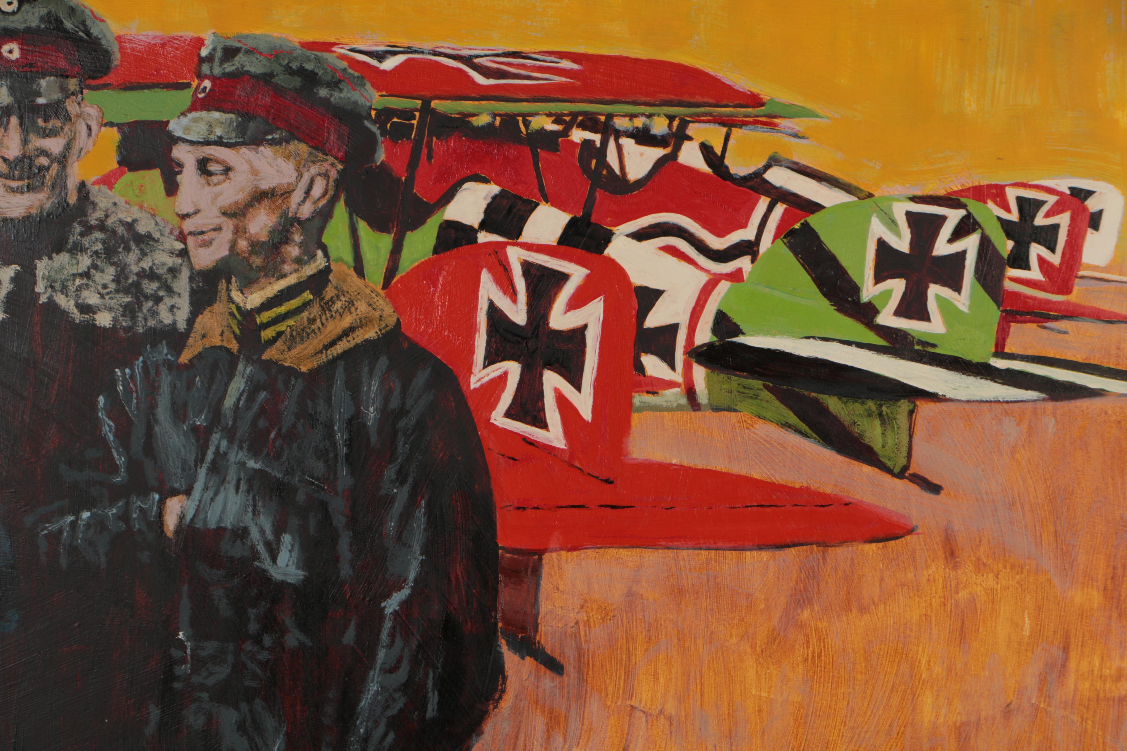 John McDermott WWI Oil Illustration of Aircraft Pilots