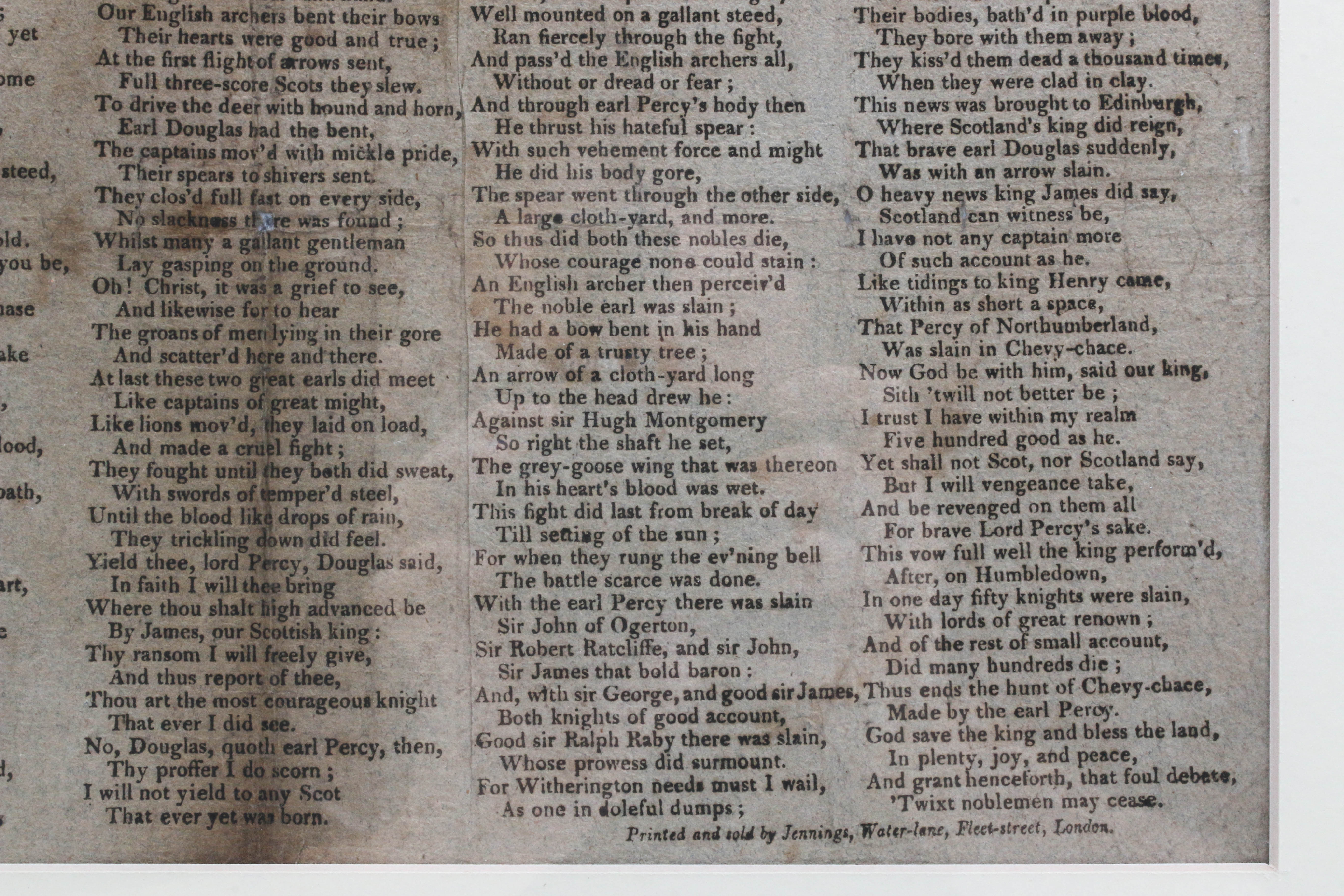 18th Century English Song Lyrics "The Ballad of Chevy Chase"