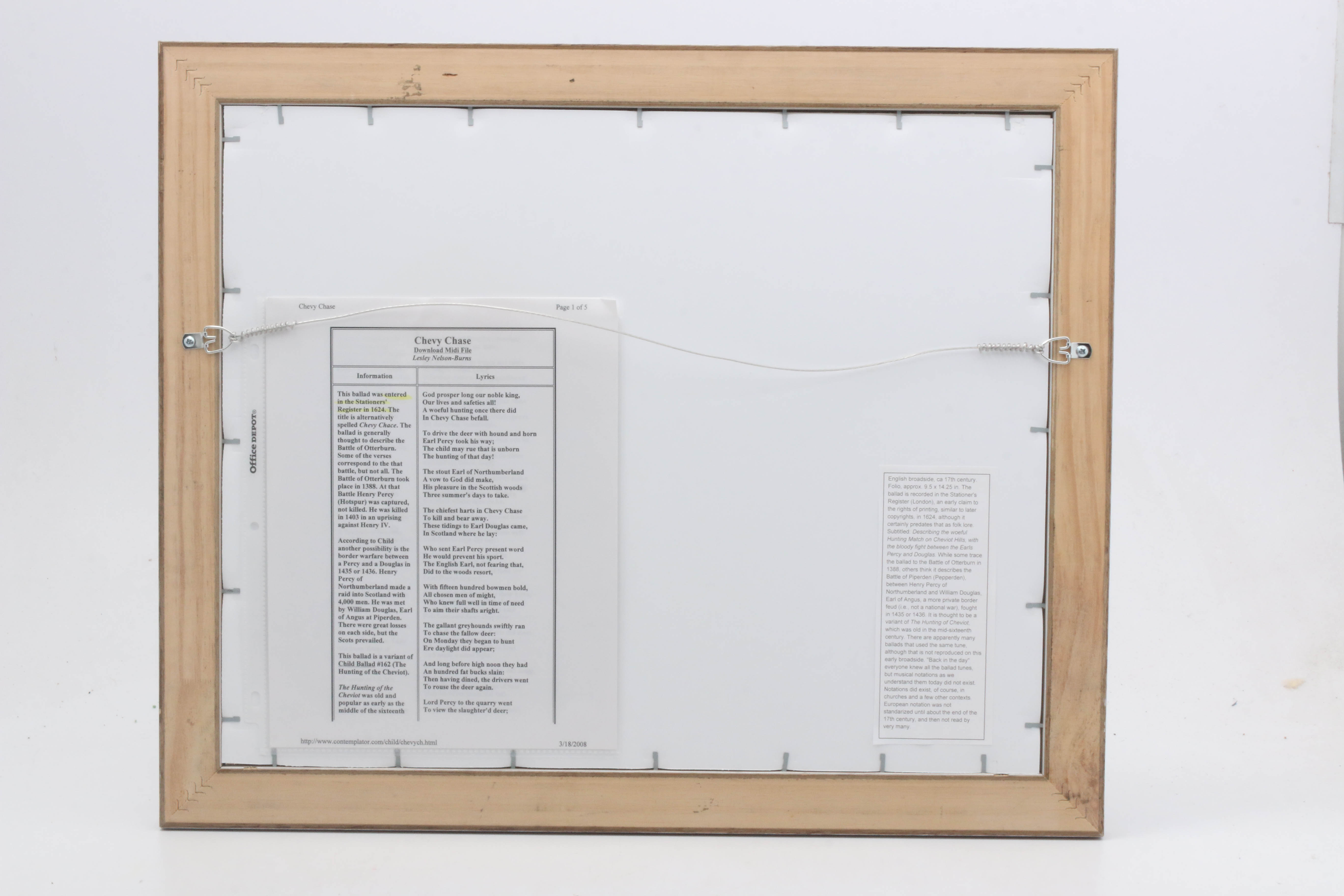 18th Century English Song Lyrics "The Ballad of Chevy Chase"